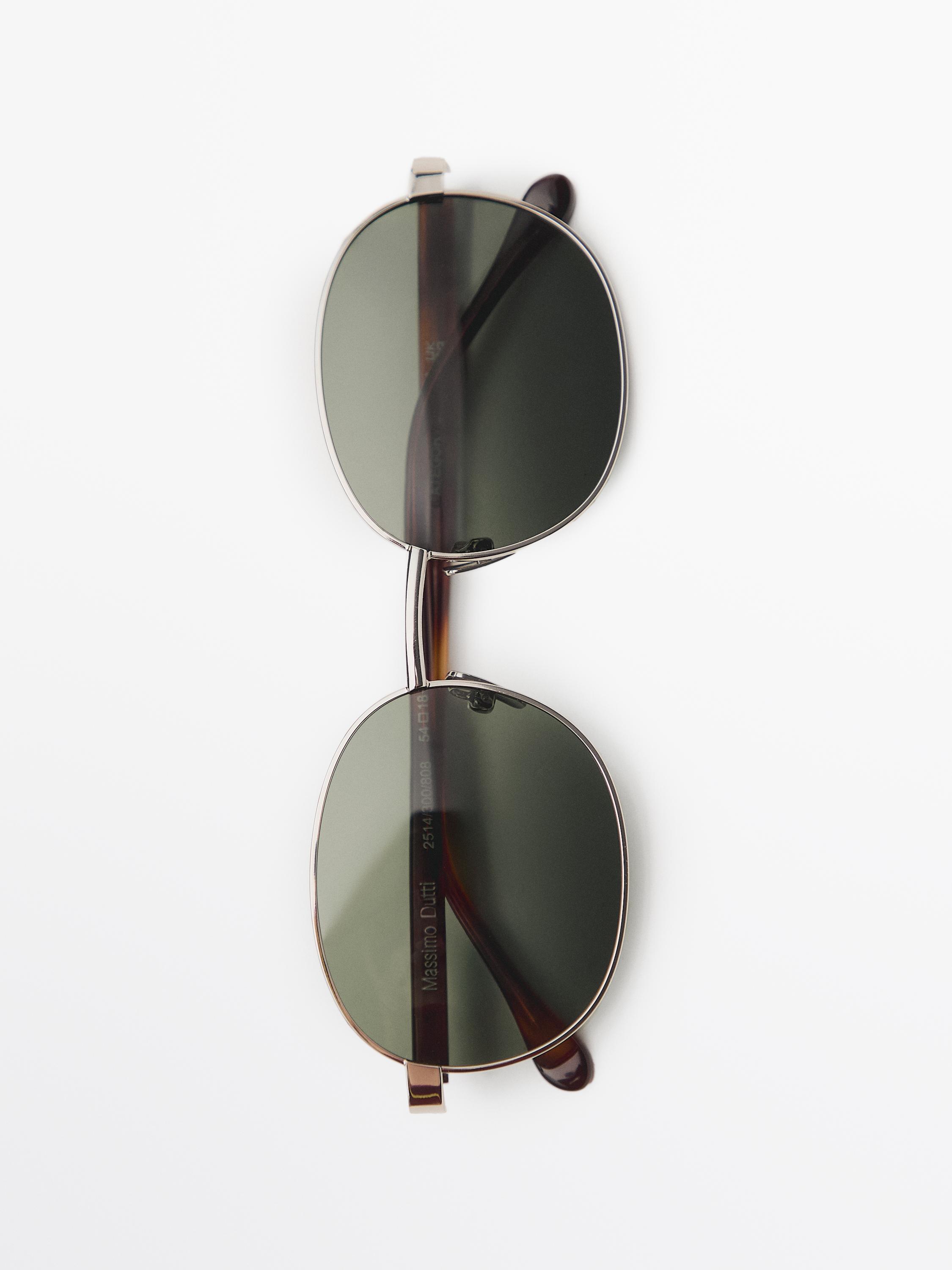 Round metal sunglasses - tortoiseshell effect — SILVER
