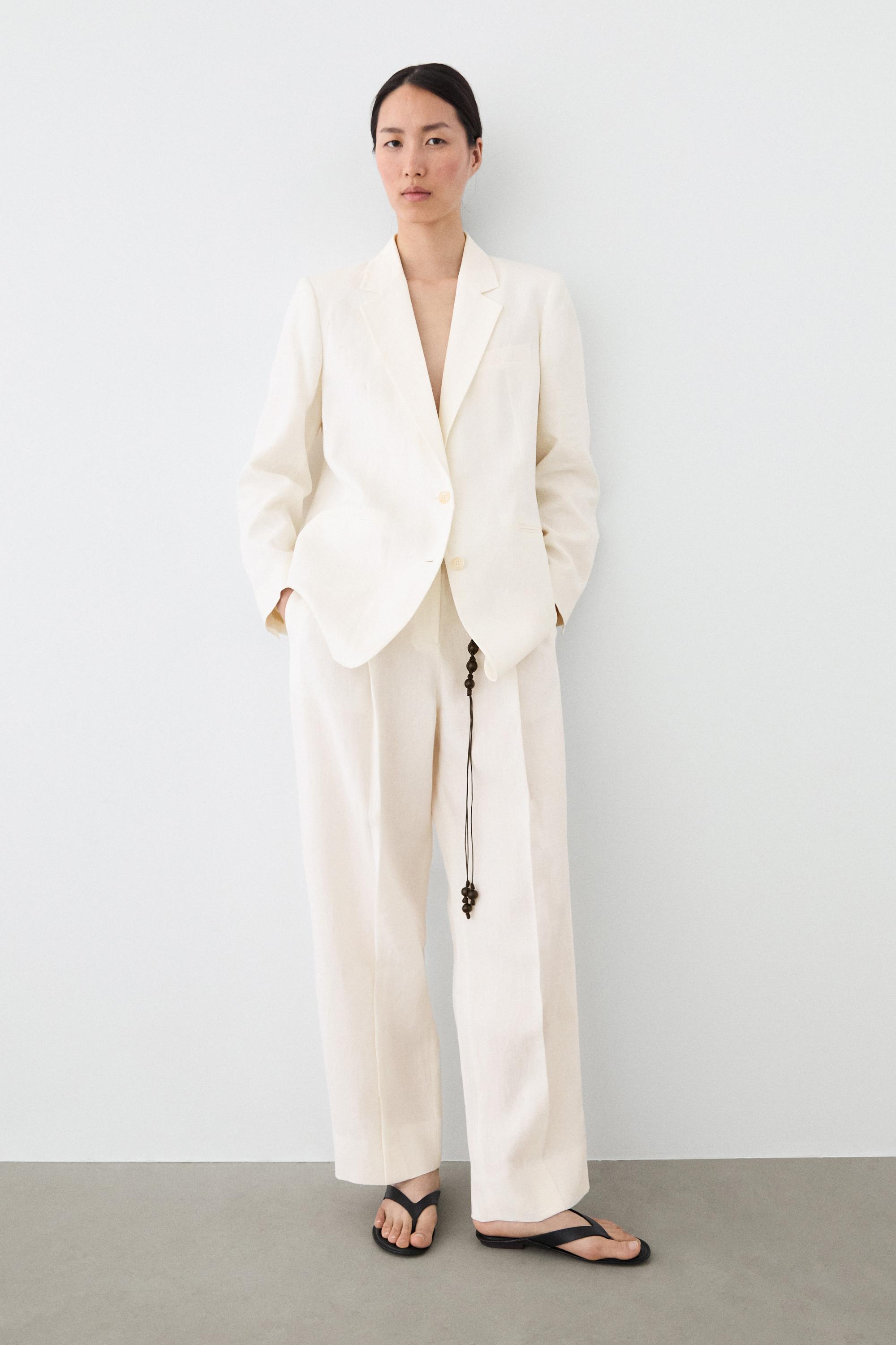 100% linen oversize blazer — Off white