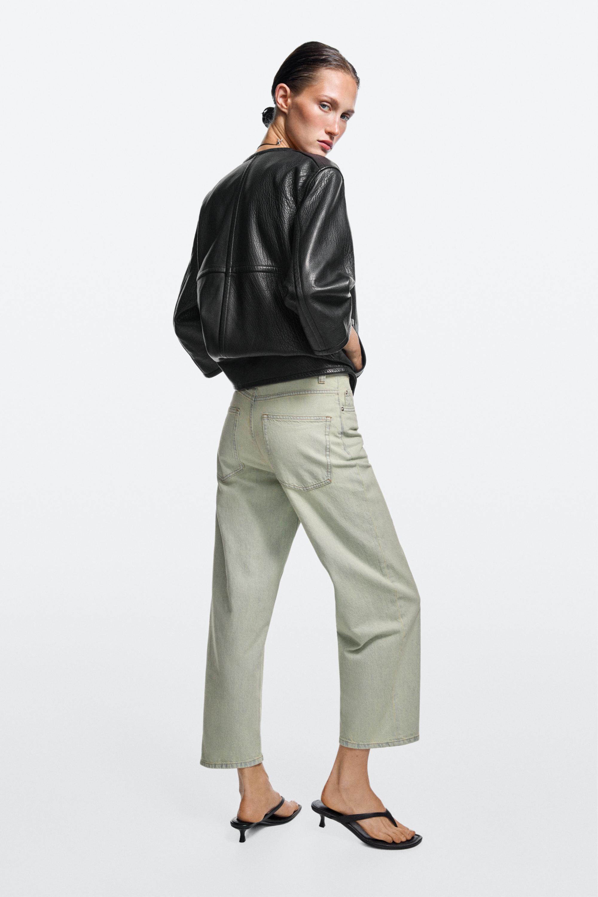 Mid-waist cropped wide-leg jeans — BLUE