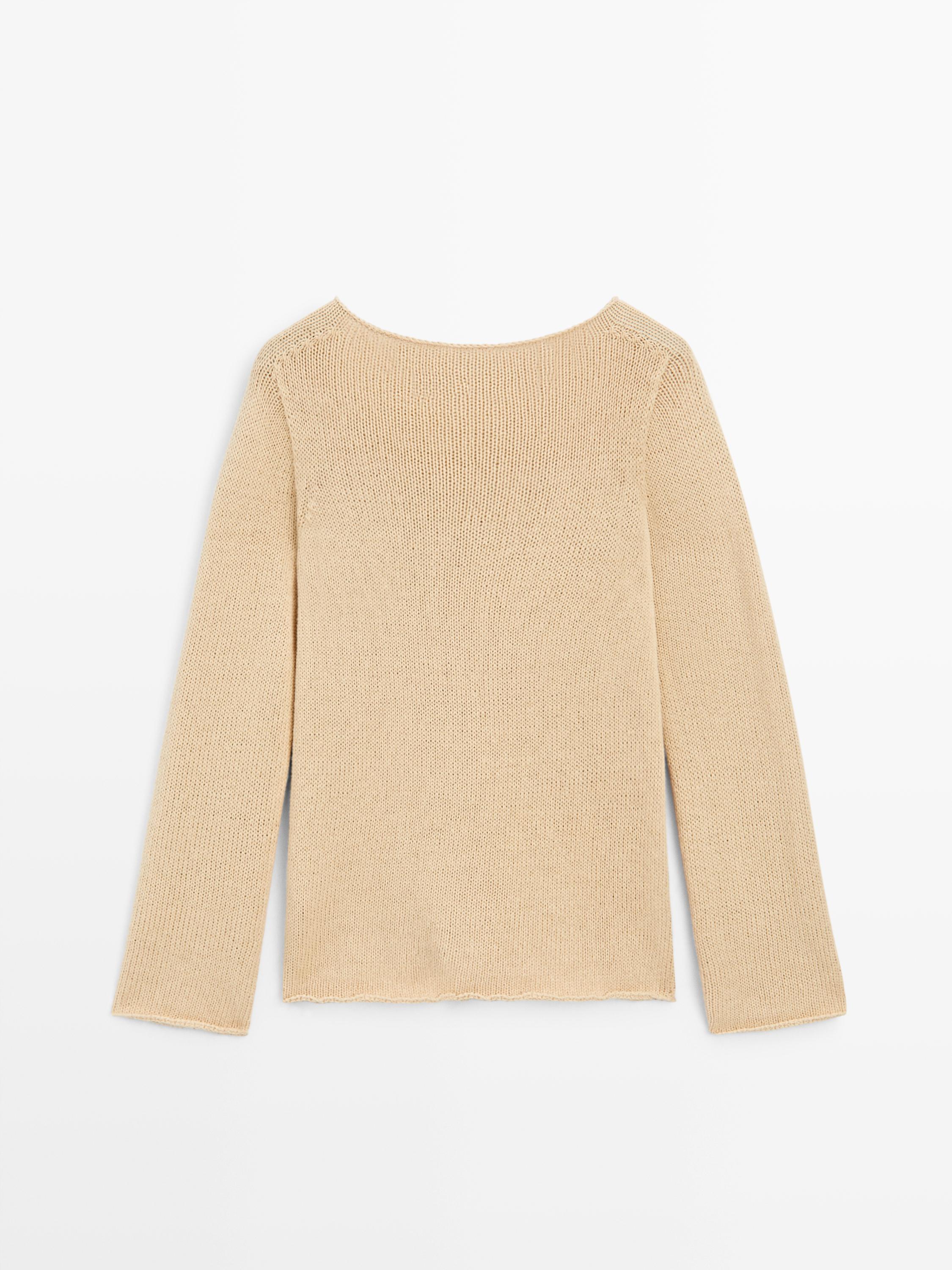 Cotton blend knit sweater — CORN YELLOW