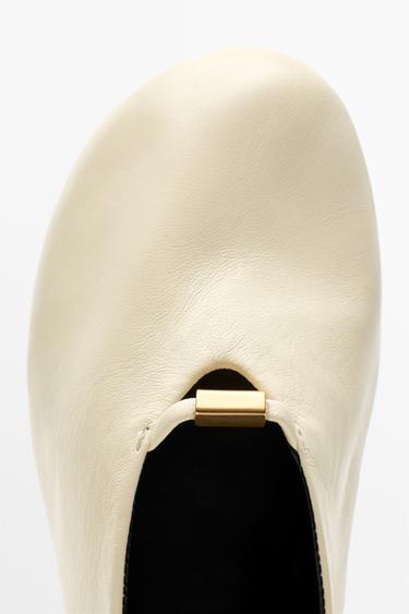 Soft leather ballet flat — ECRU 7
