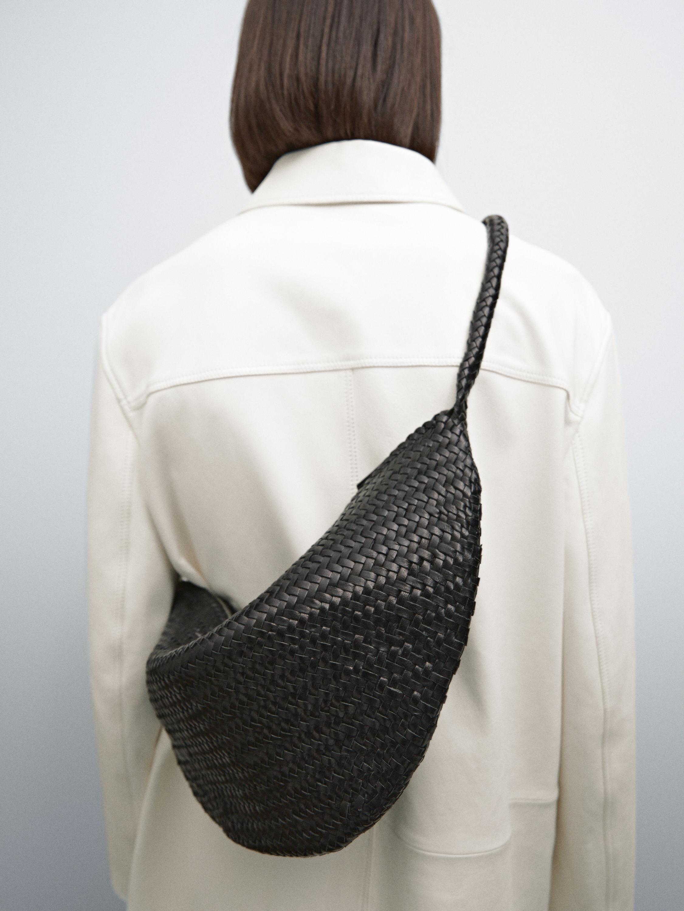 Braided nappa leather crossbody bag