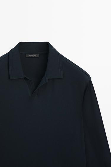 100% cotton long sleeve polo shirt — NAVY BLUE 4
