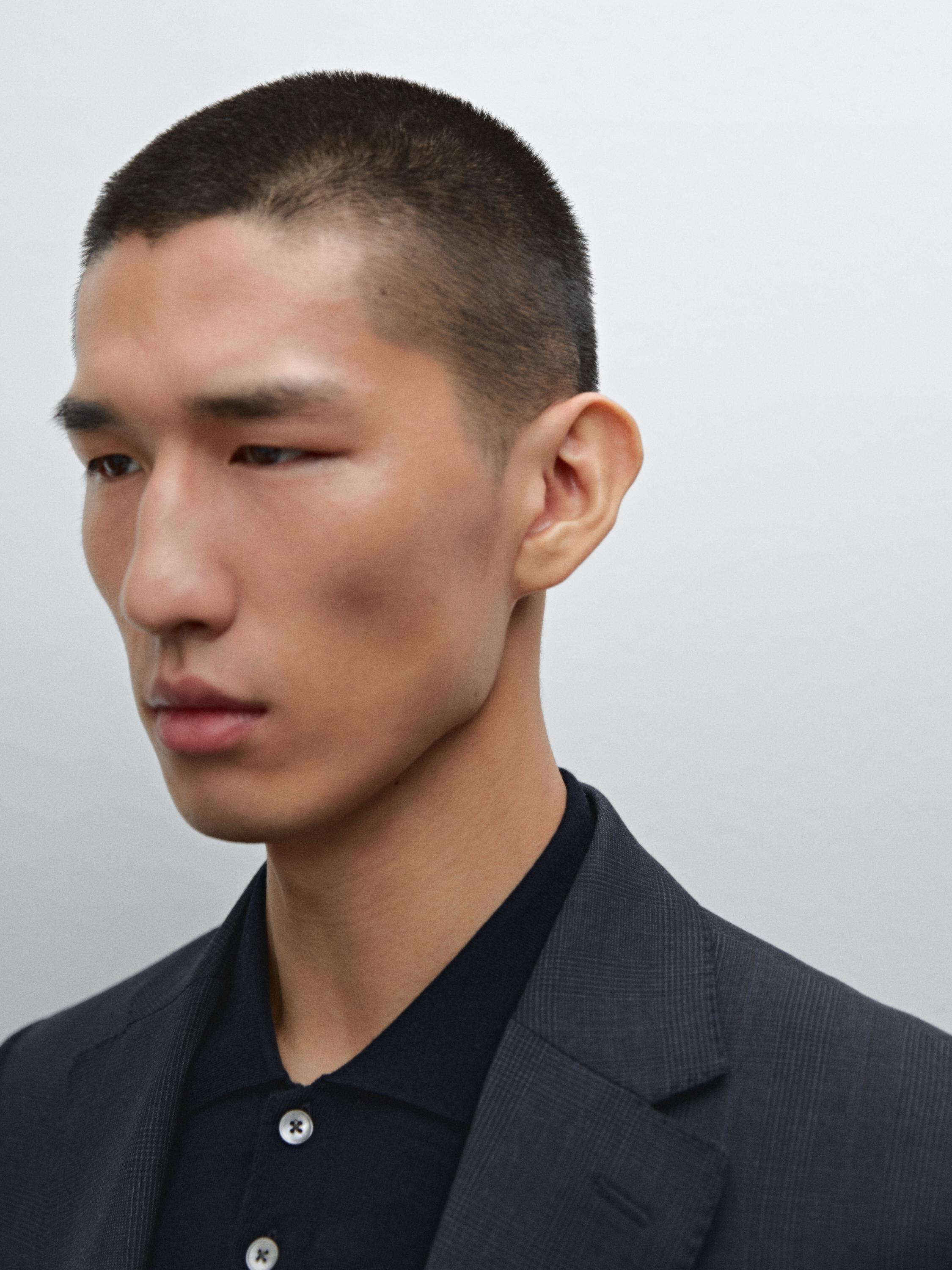 Check wool suit blazer