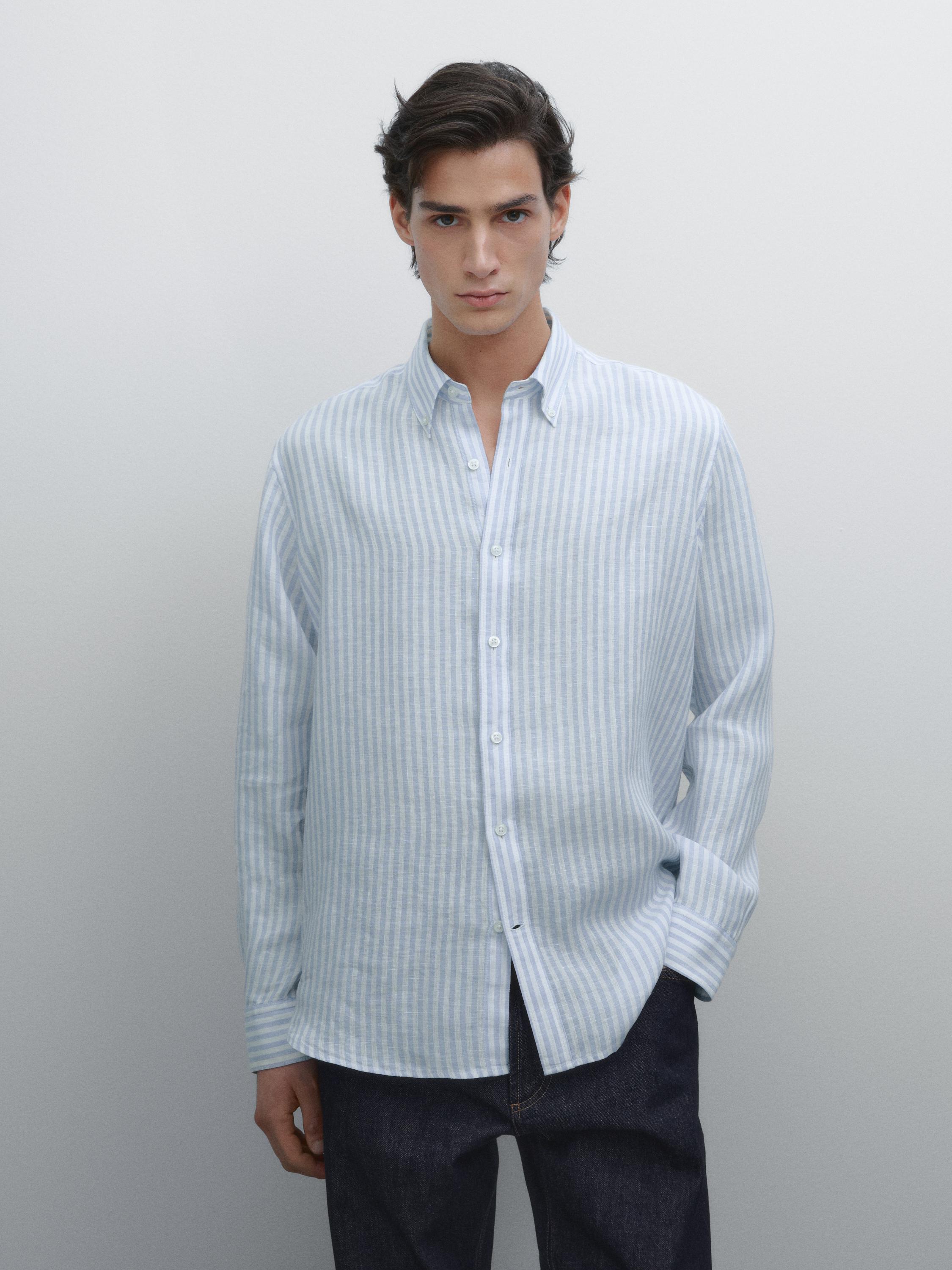 100% linen striped shirt