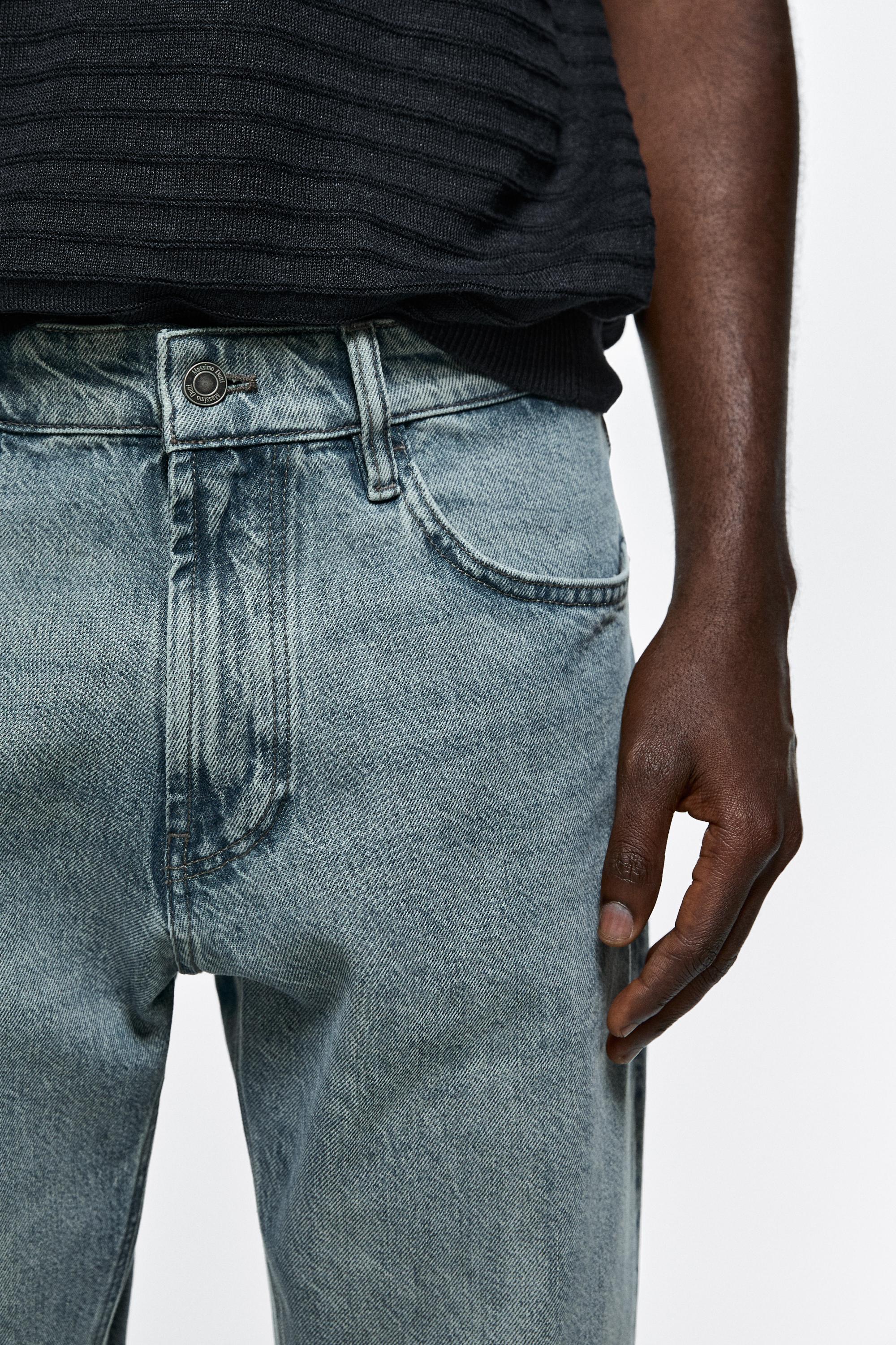 Stonewashed tapered-fit jeans — BLUE