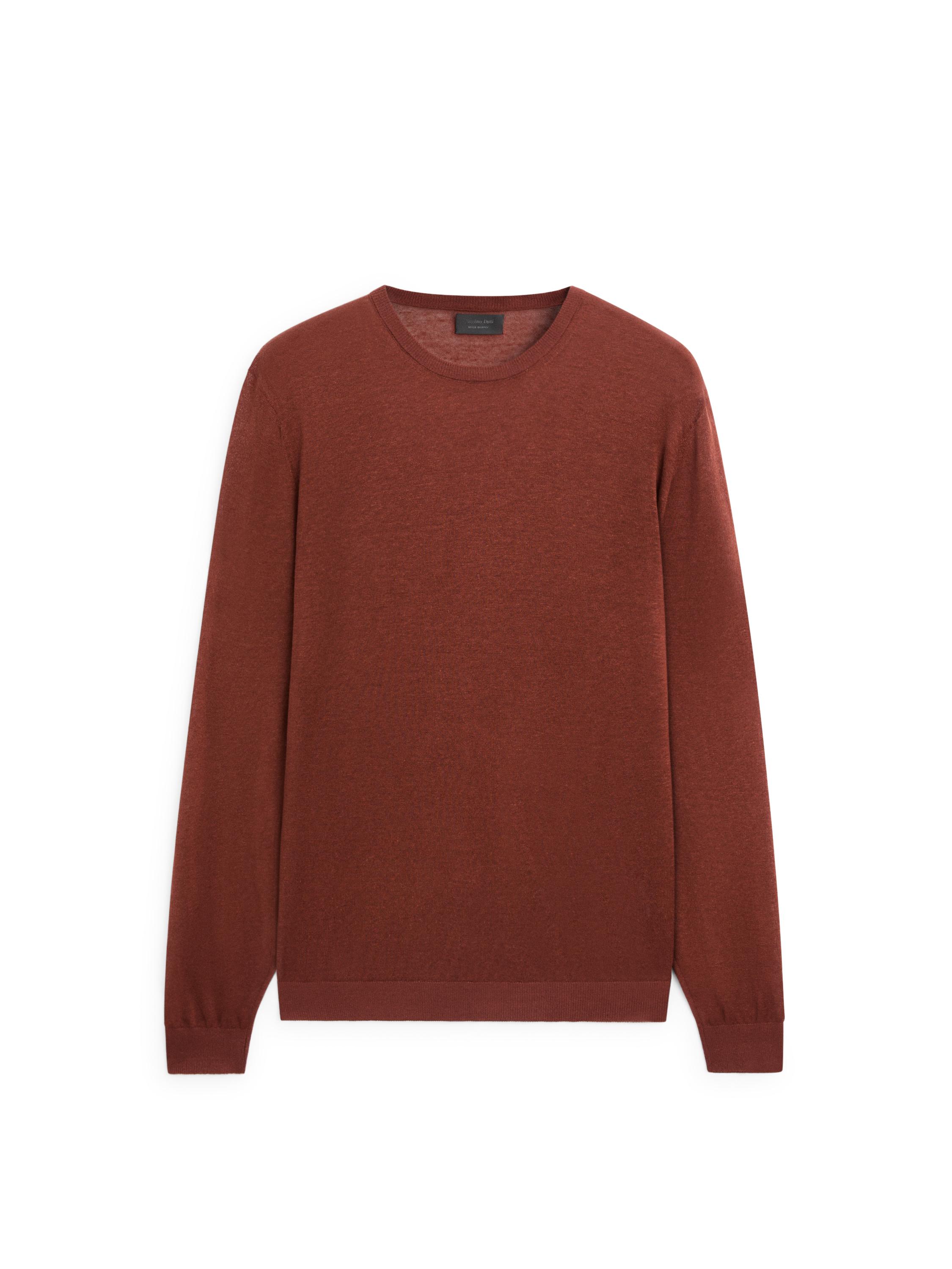 Linen and cashmere knit crew neck sweater — RED