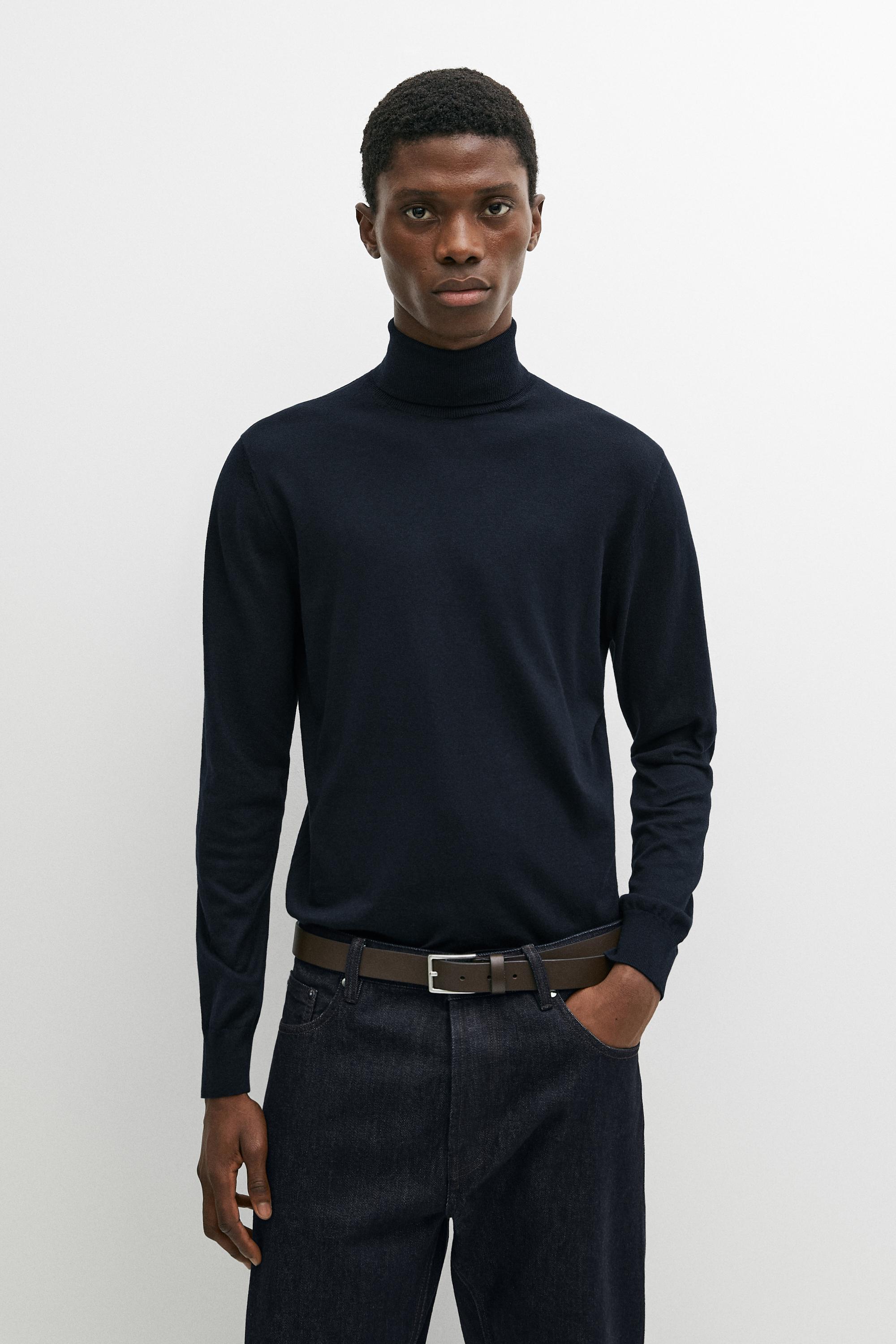 Pull en maille à col montant en coton mélangé