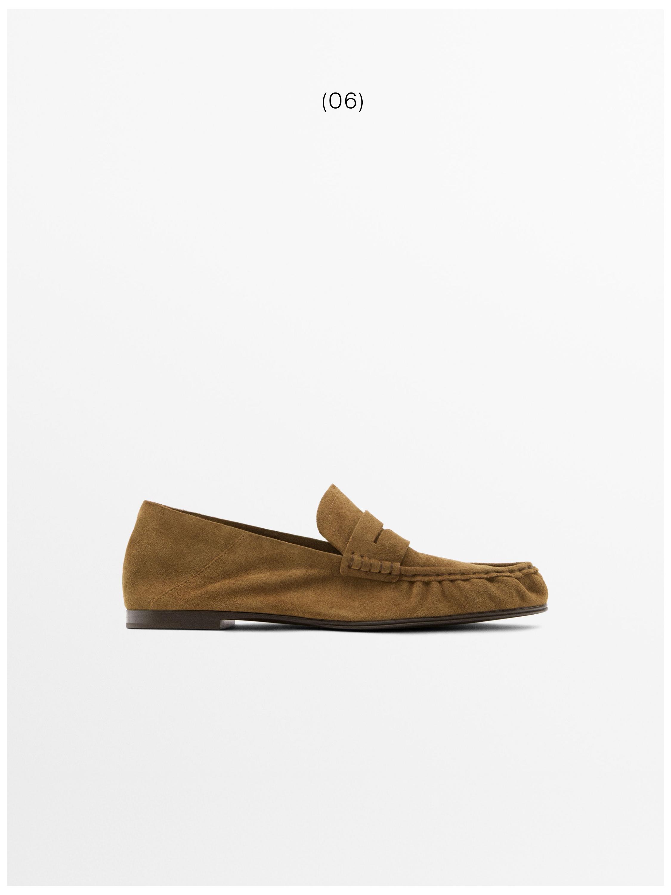 Soft split leather loafers — CAMEL