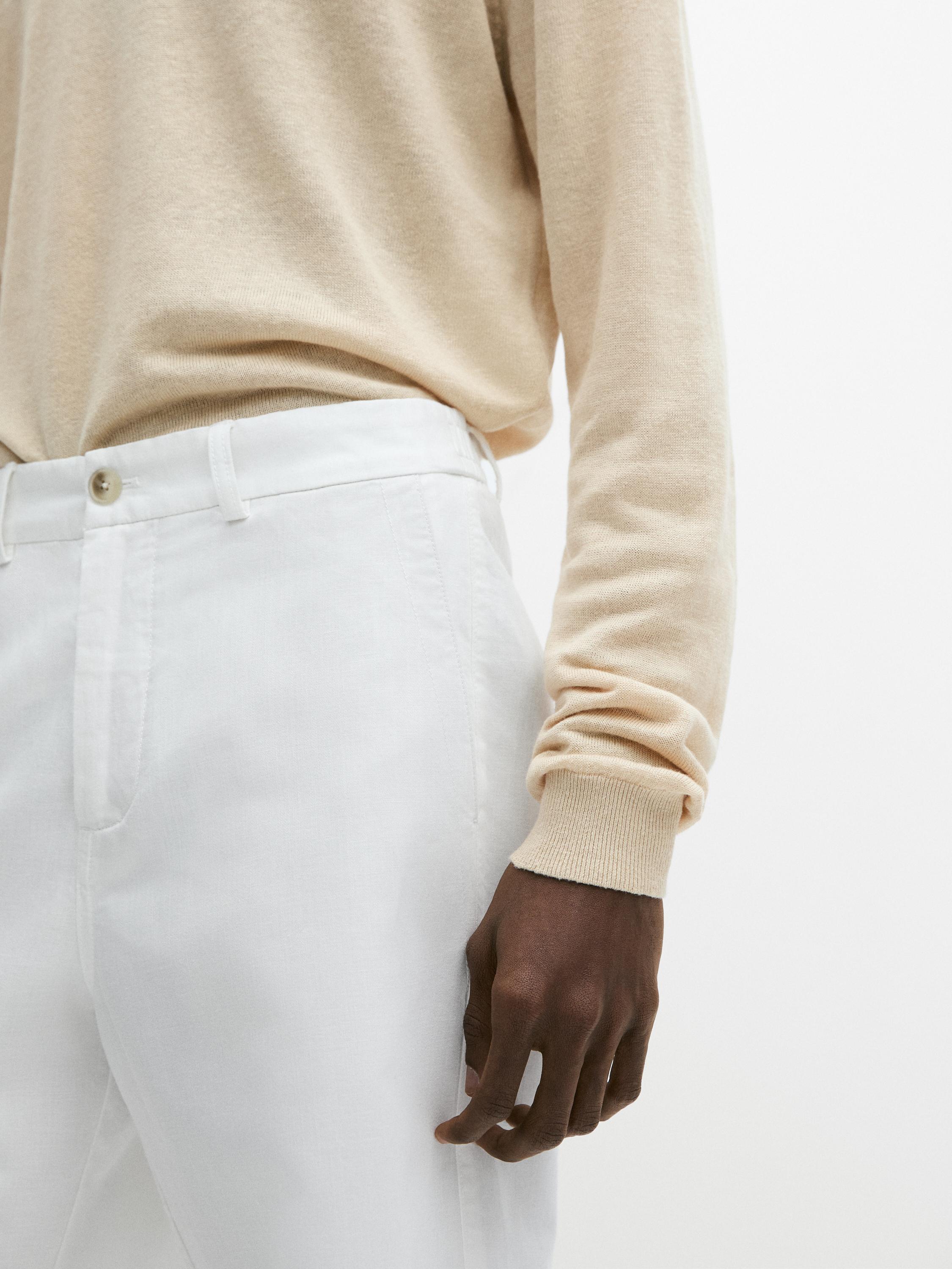 Linen blend Bermuda shorts — WHITE