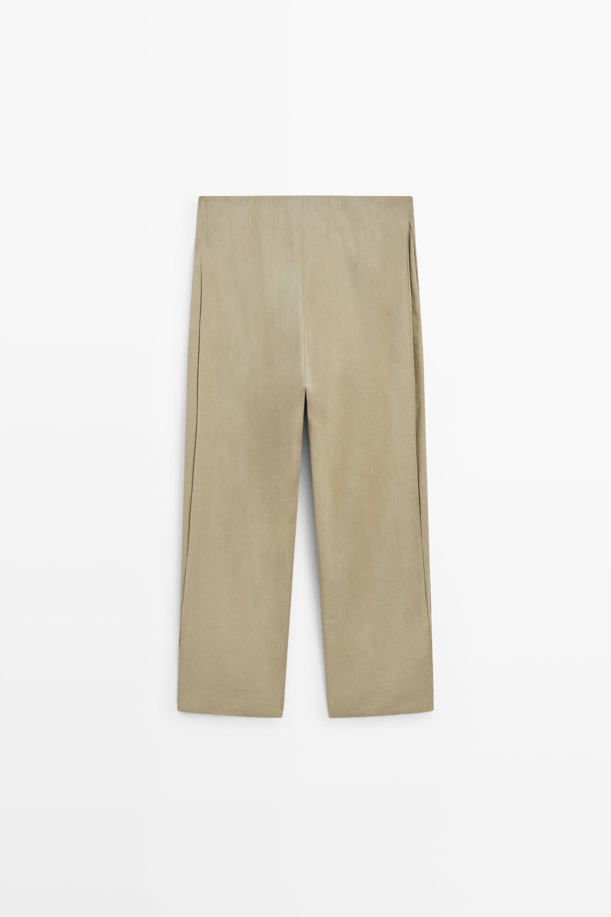 Flowing pleated pants - STUDIO — PALE KHAKI