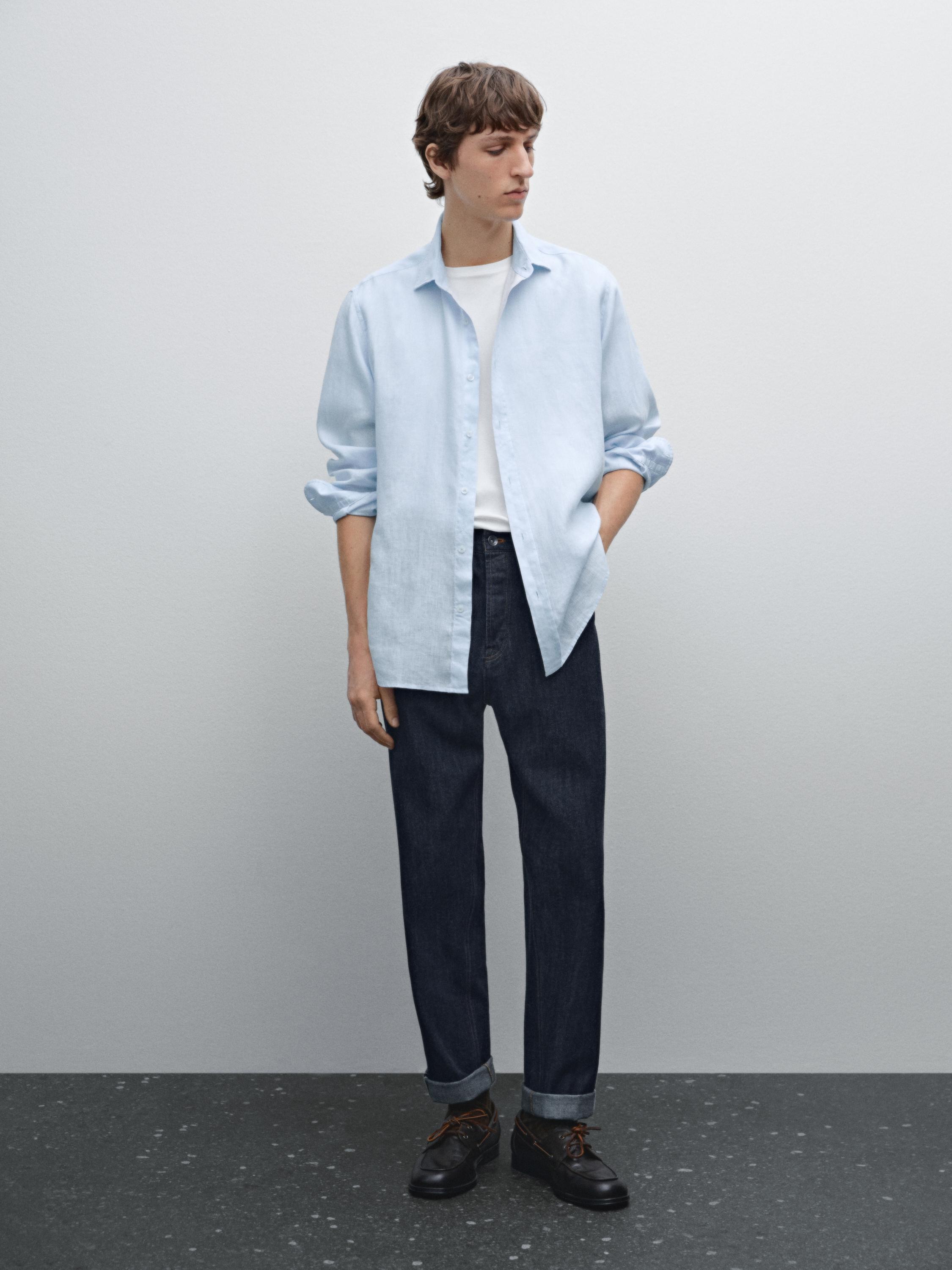 Regular fit 100% linen shirt