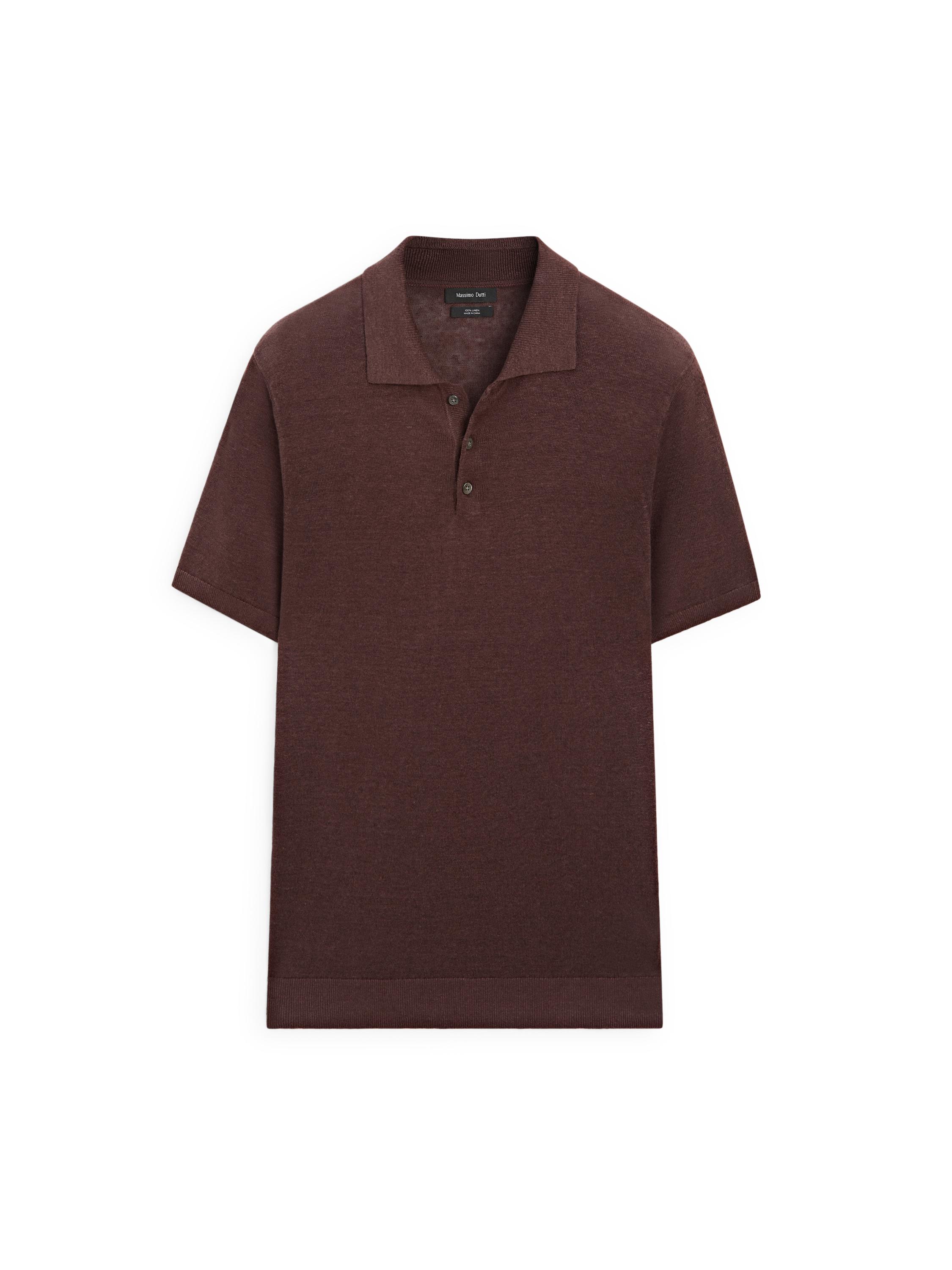 Linen knit polo sweater — BURGUNDY
