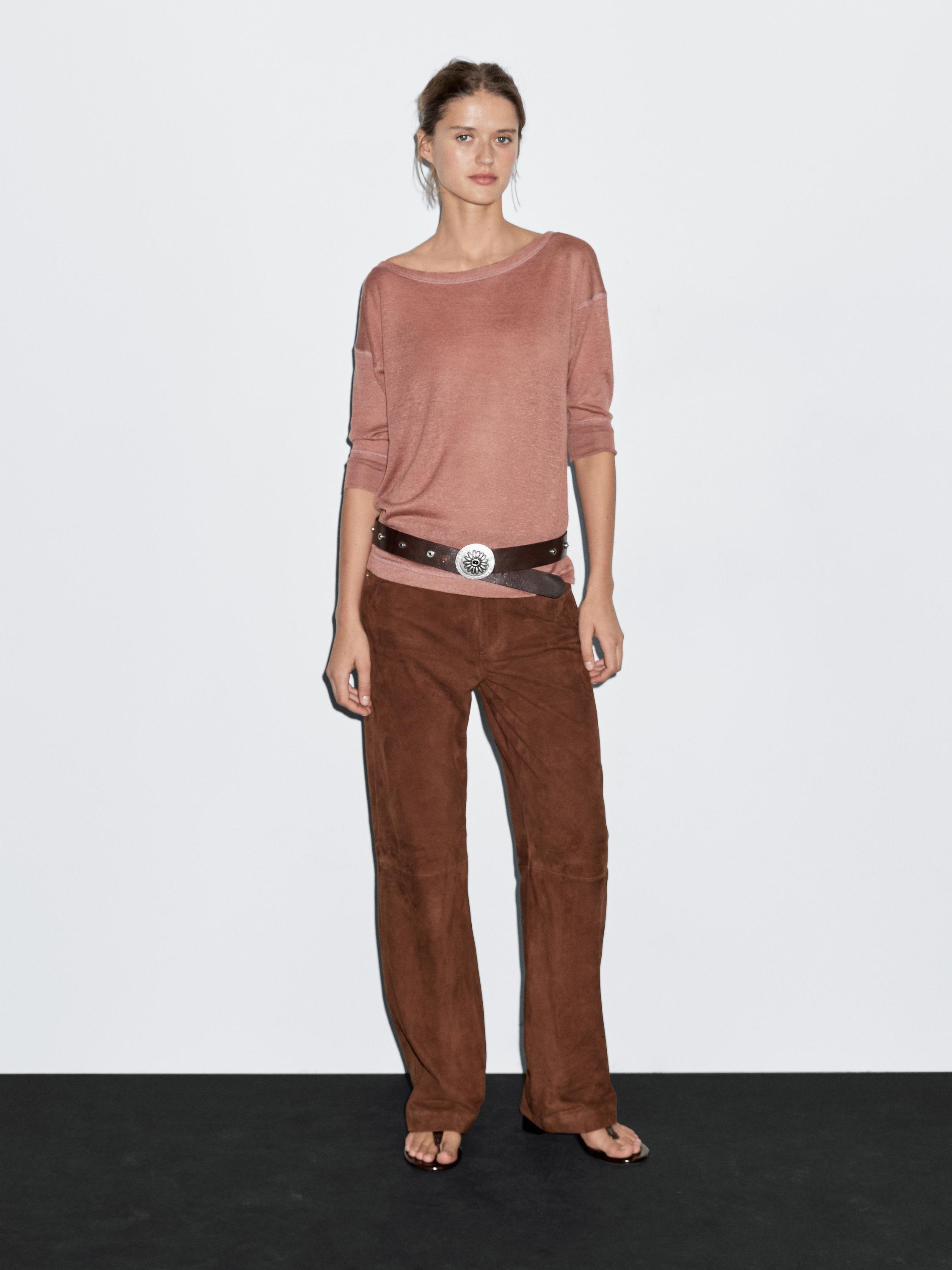 Suede leather trousers