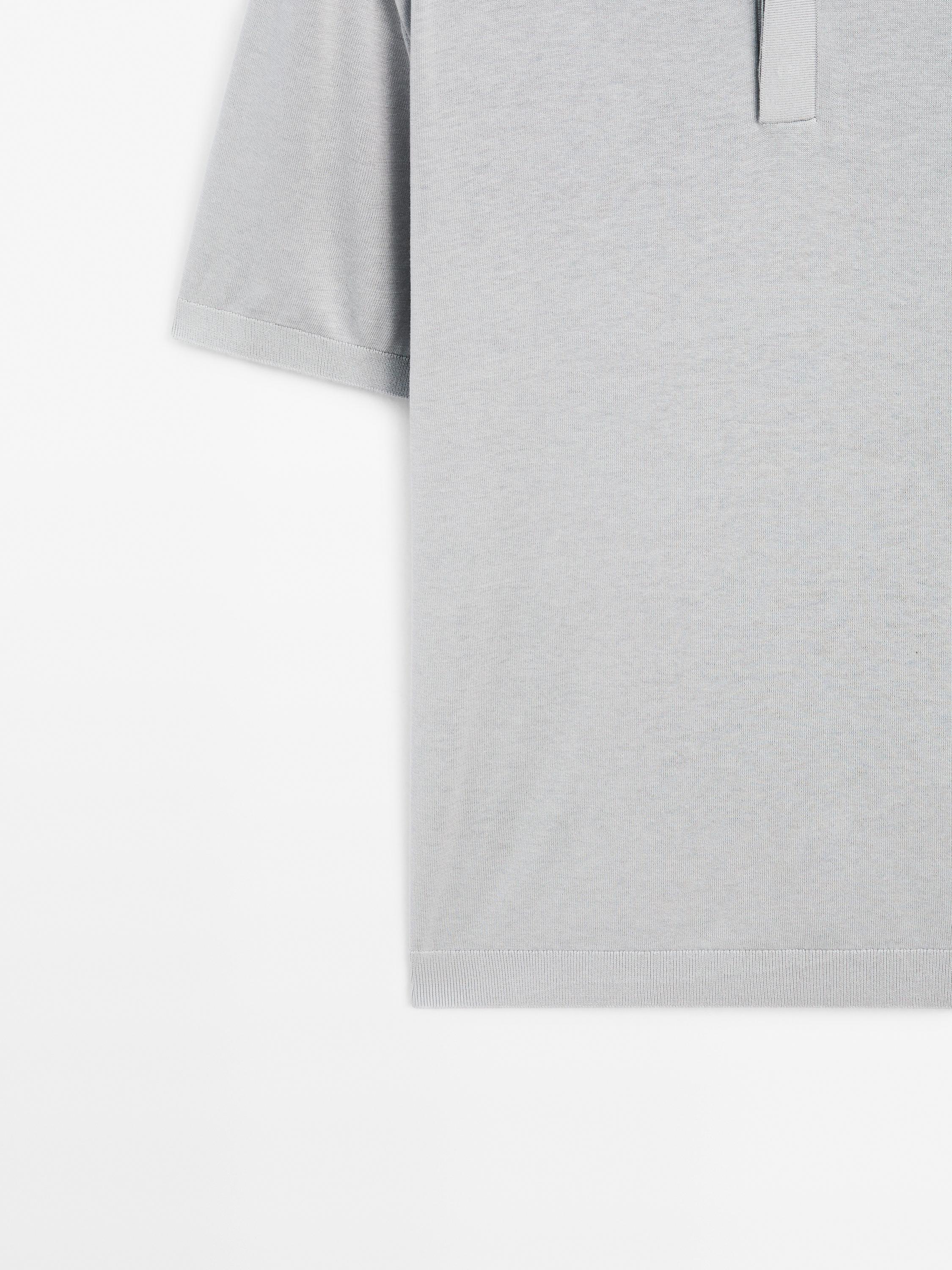 Cotton blend knit polo shirt