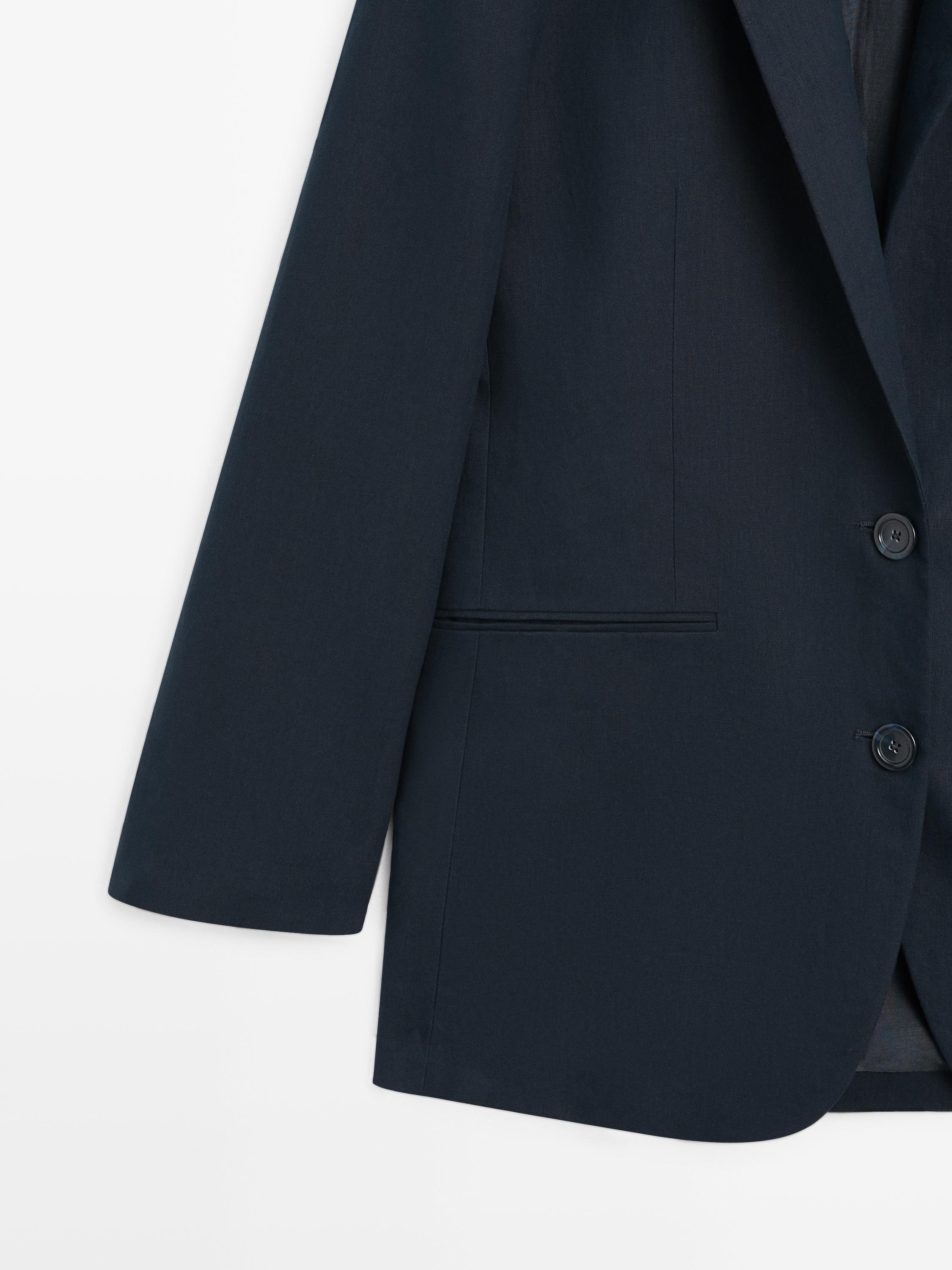 100% linen suit blazer — NAVY BLUE