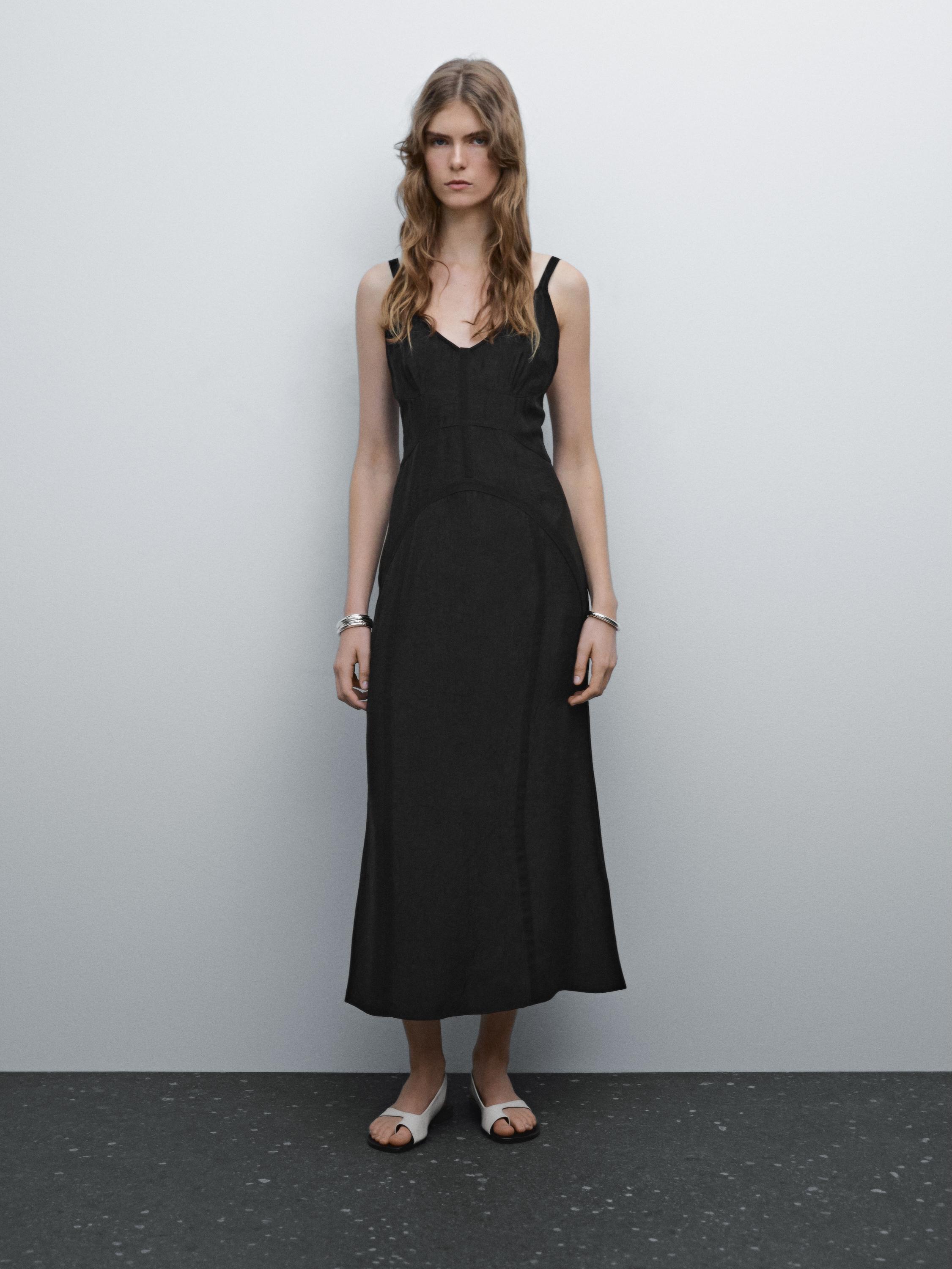 Camisole midi dress with seam details