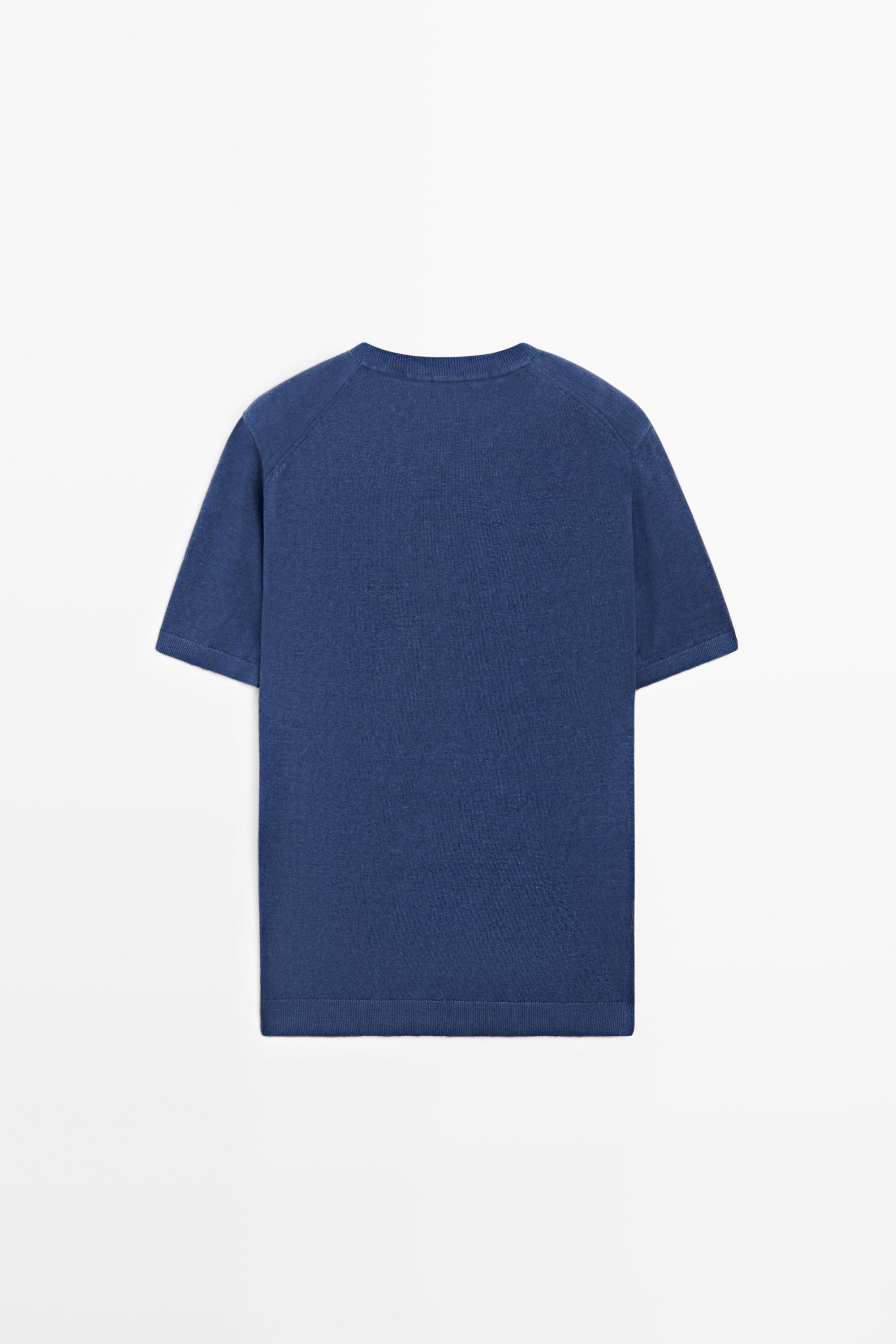 Lightweight 100% linen knit T-shirt — BLUISH