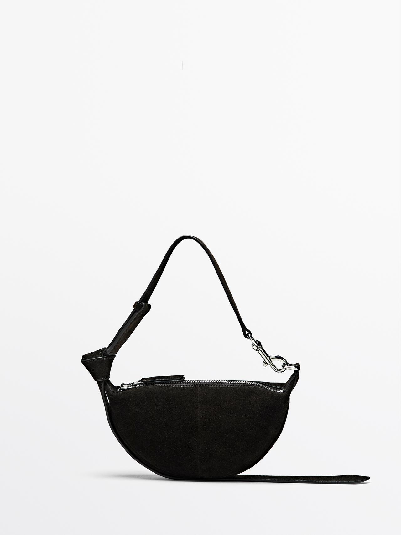 Massimo Dutti - Dame - Mini-Skuldertaske I Spaltlæder - Chokolade - 01