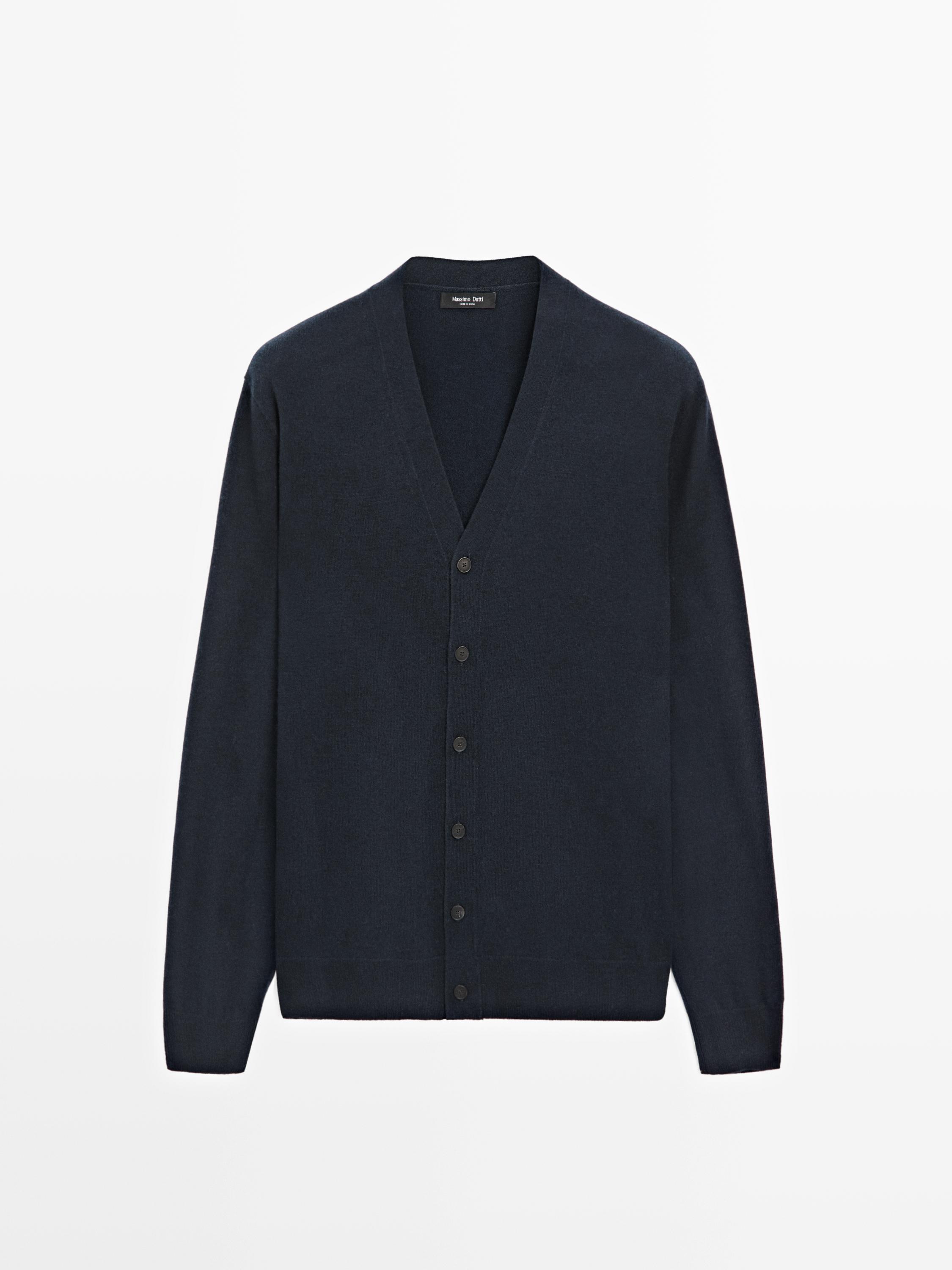 Wool blend V-neck knit cardigan