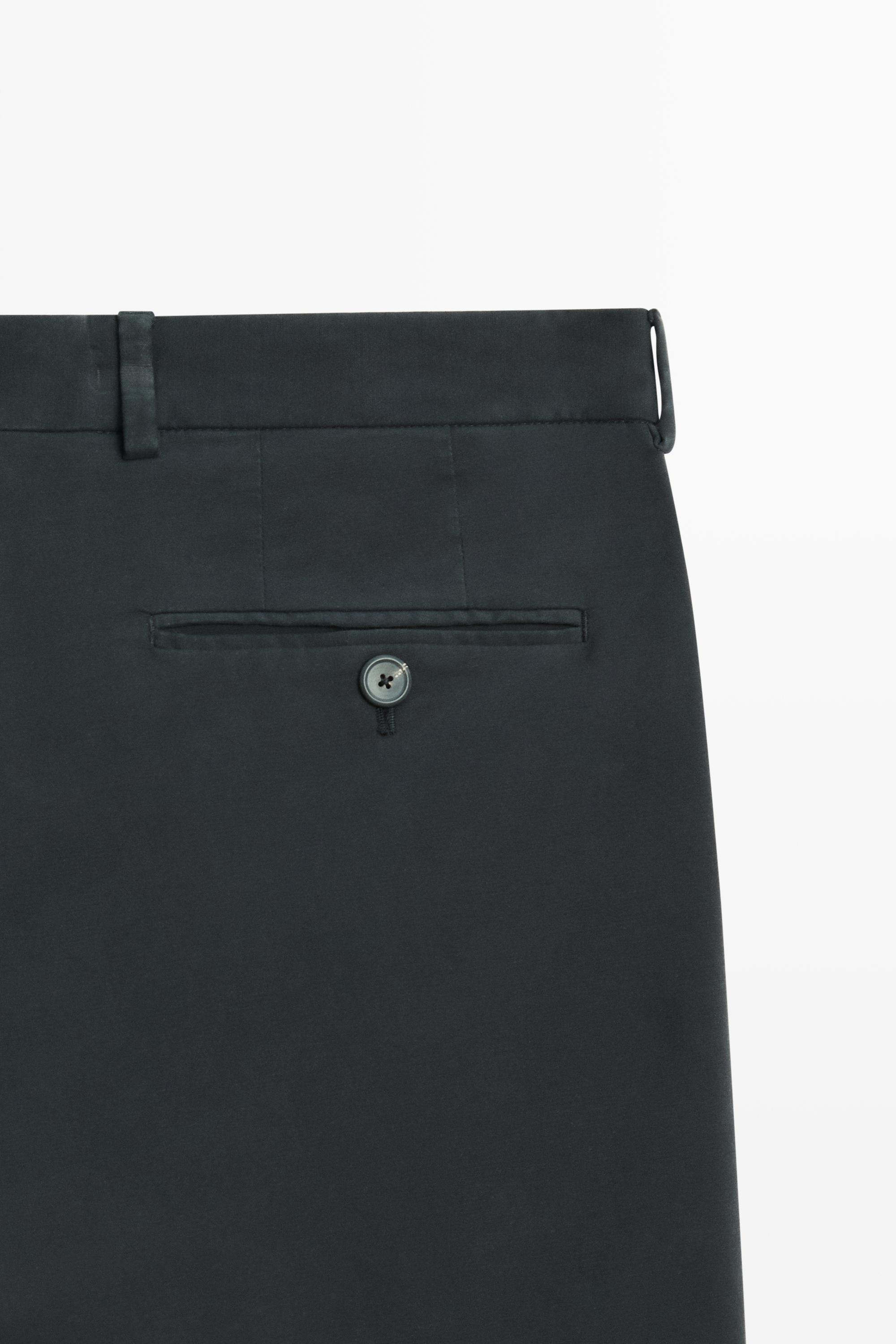 100% cotton slim fit pants — NAVY BLUE