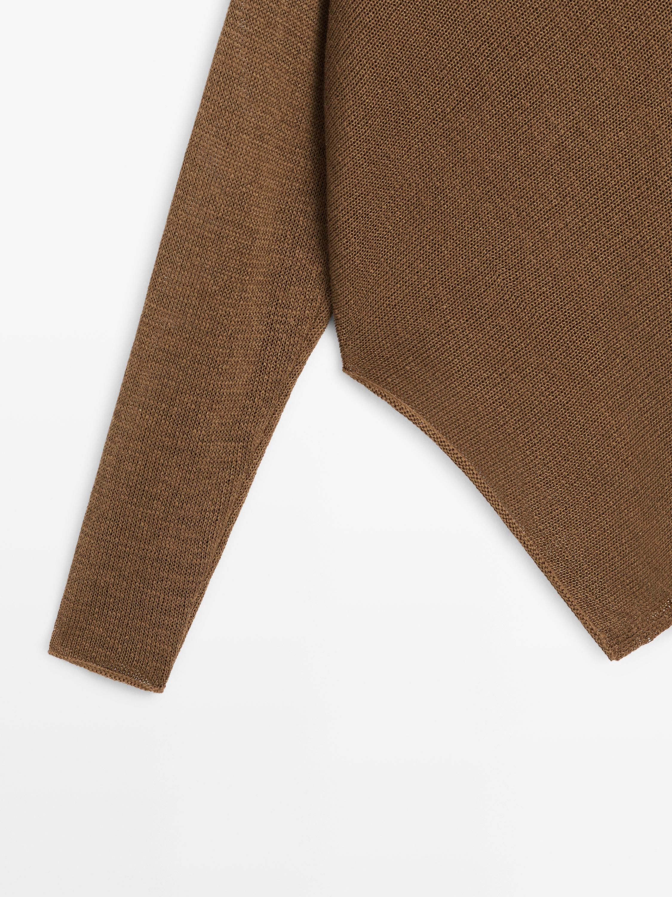 Asymmetric knit cape sweater — Tobacco brown
