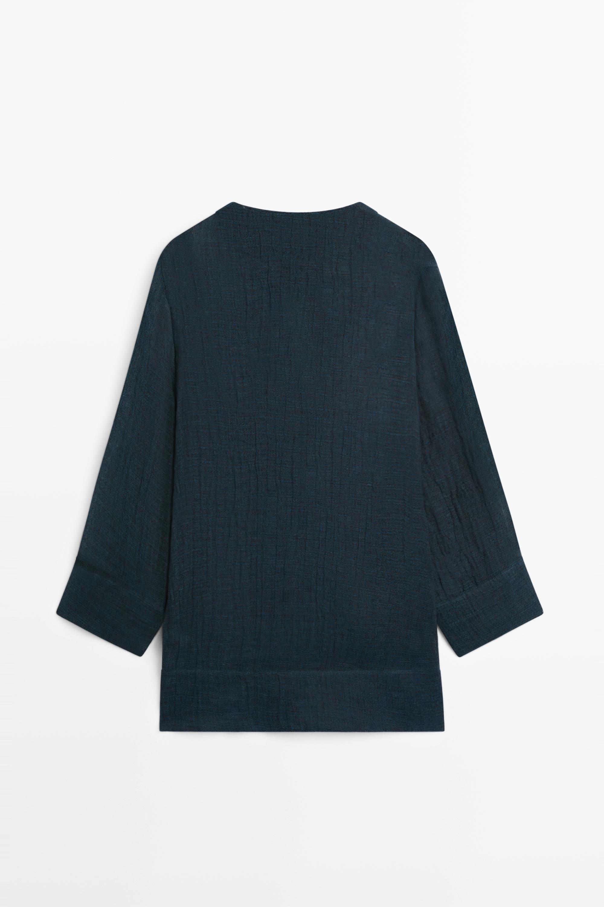 100% linen flowy mini dress — BLUE