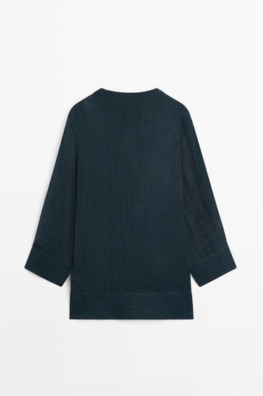 100% linen flowy mini dress — BLUE 6