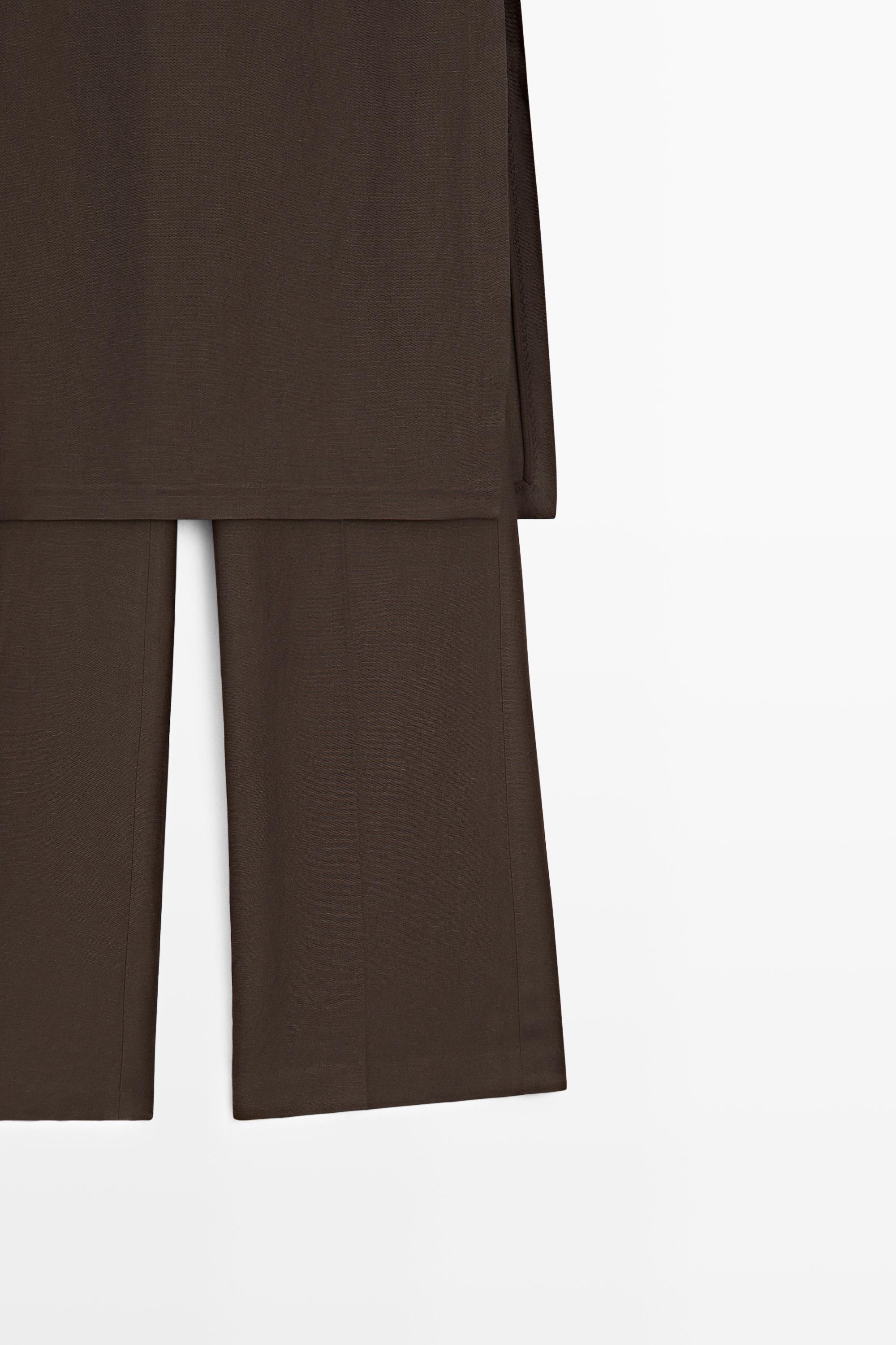 Flowing trousers with skirt detail — Chocolate