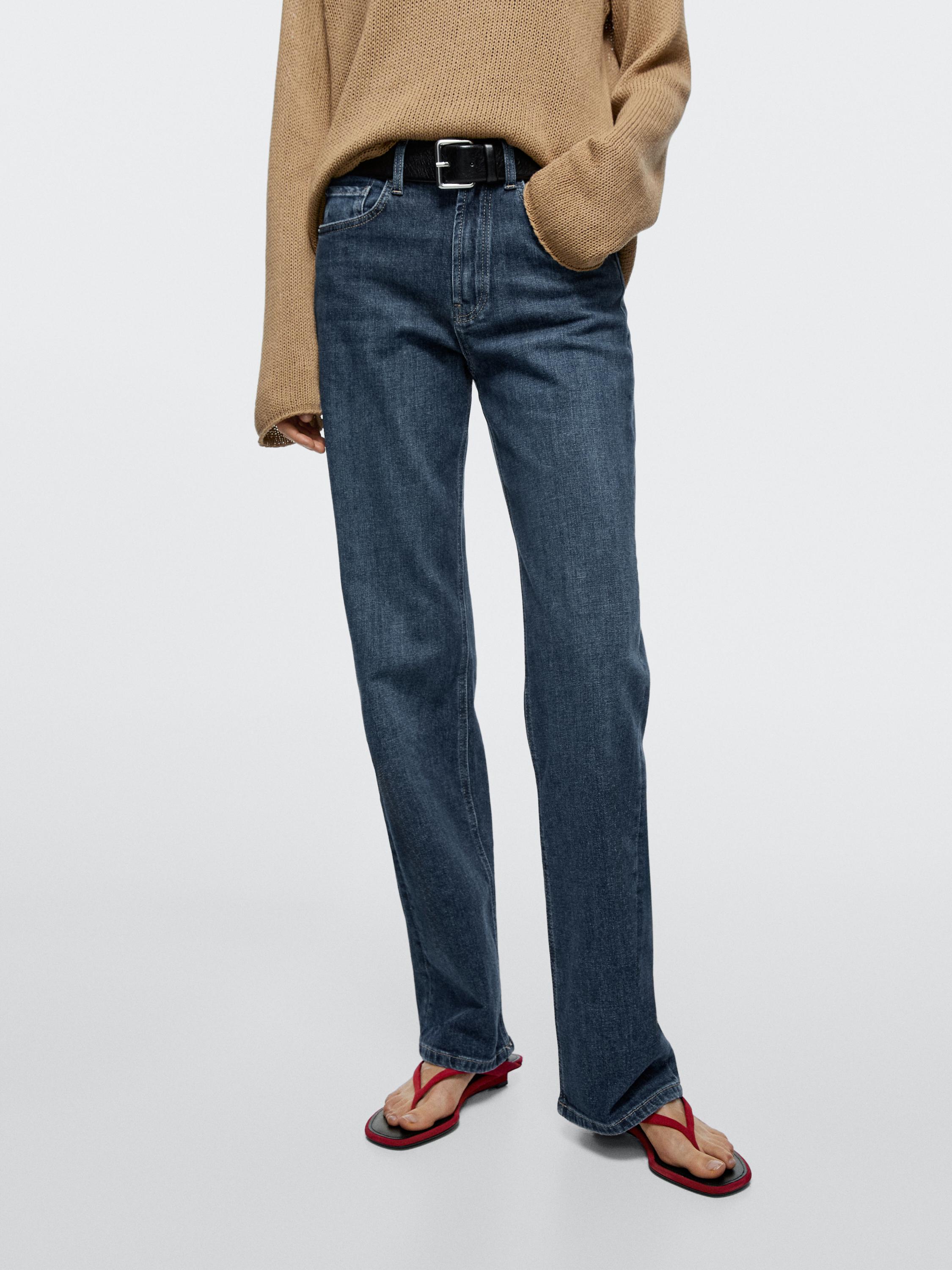 High-waist straight-leg comfort jeans