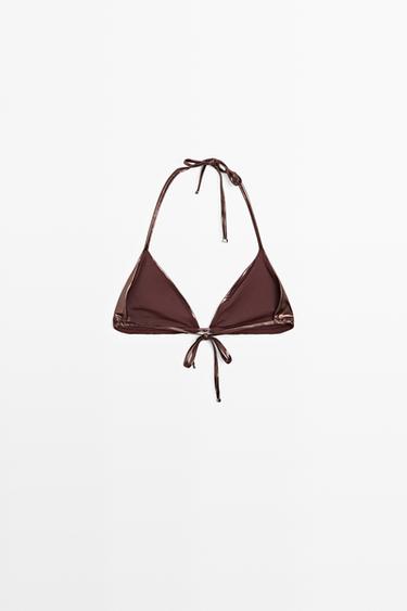 Metallic triangle bikini set — BROWN 7