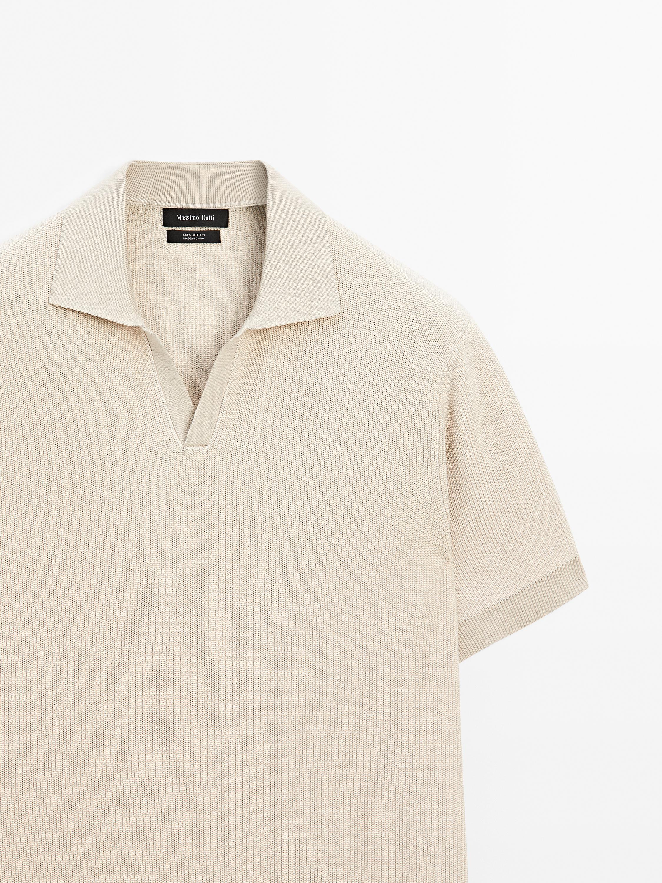 100% cotton contrast polo sweater