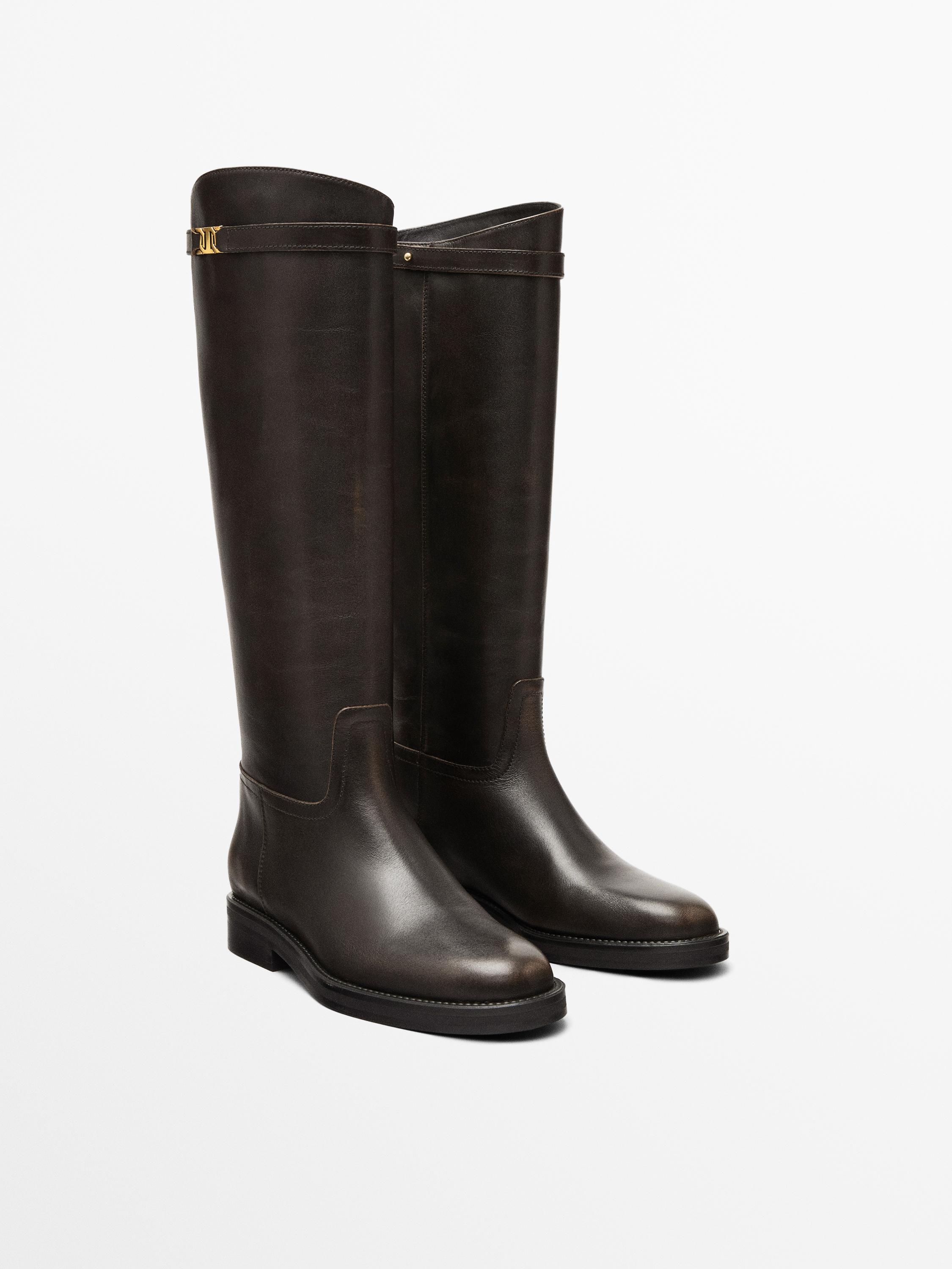 Leather riding boots — BROWN