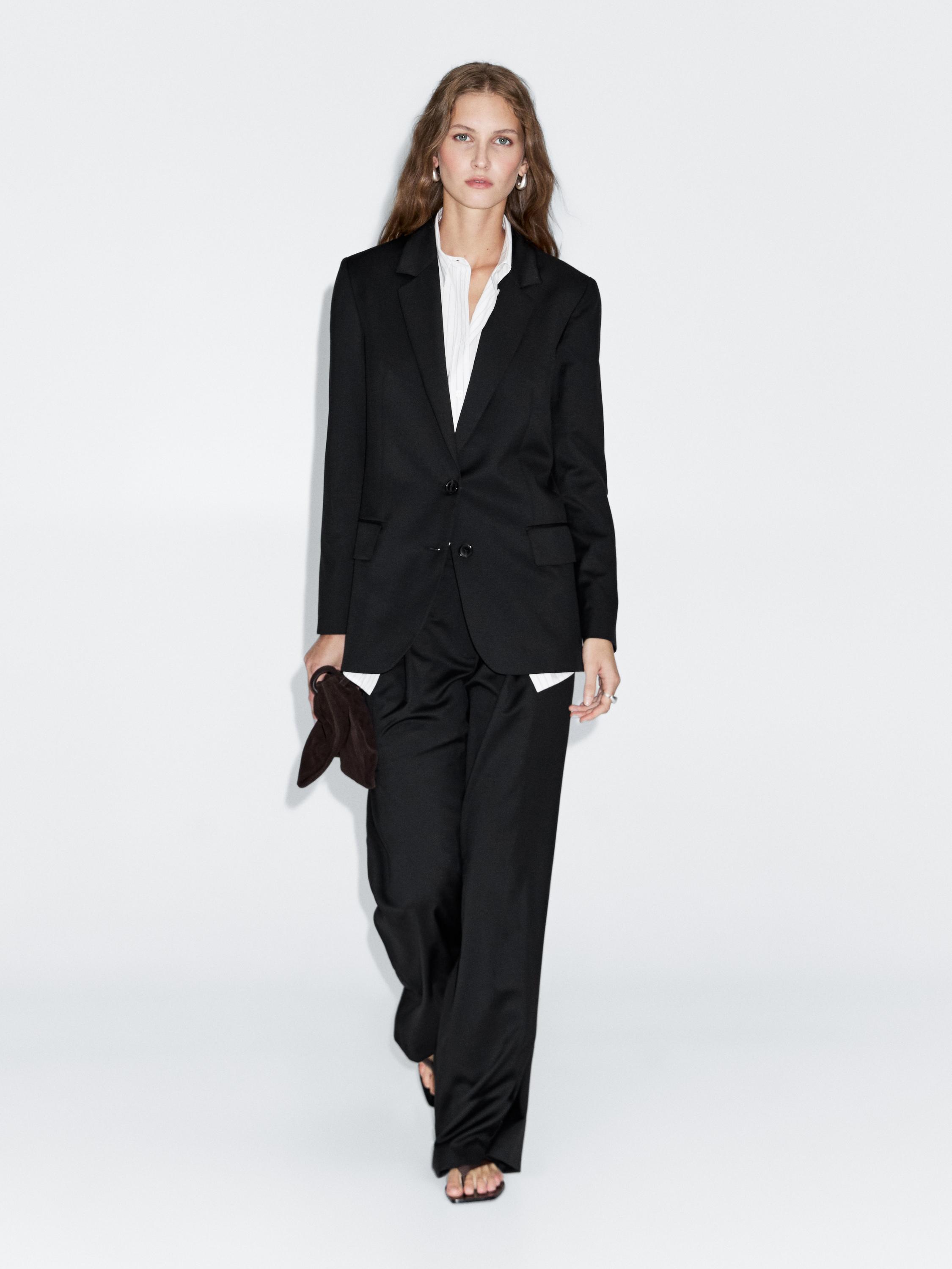 100% extra fine wool two-button blazer — BLACK