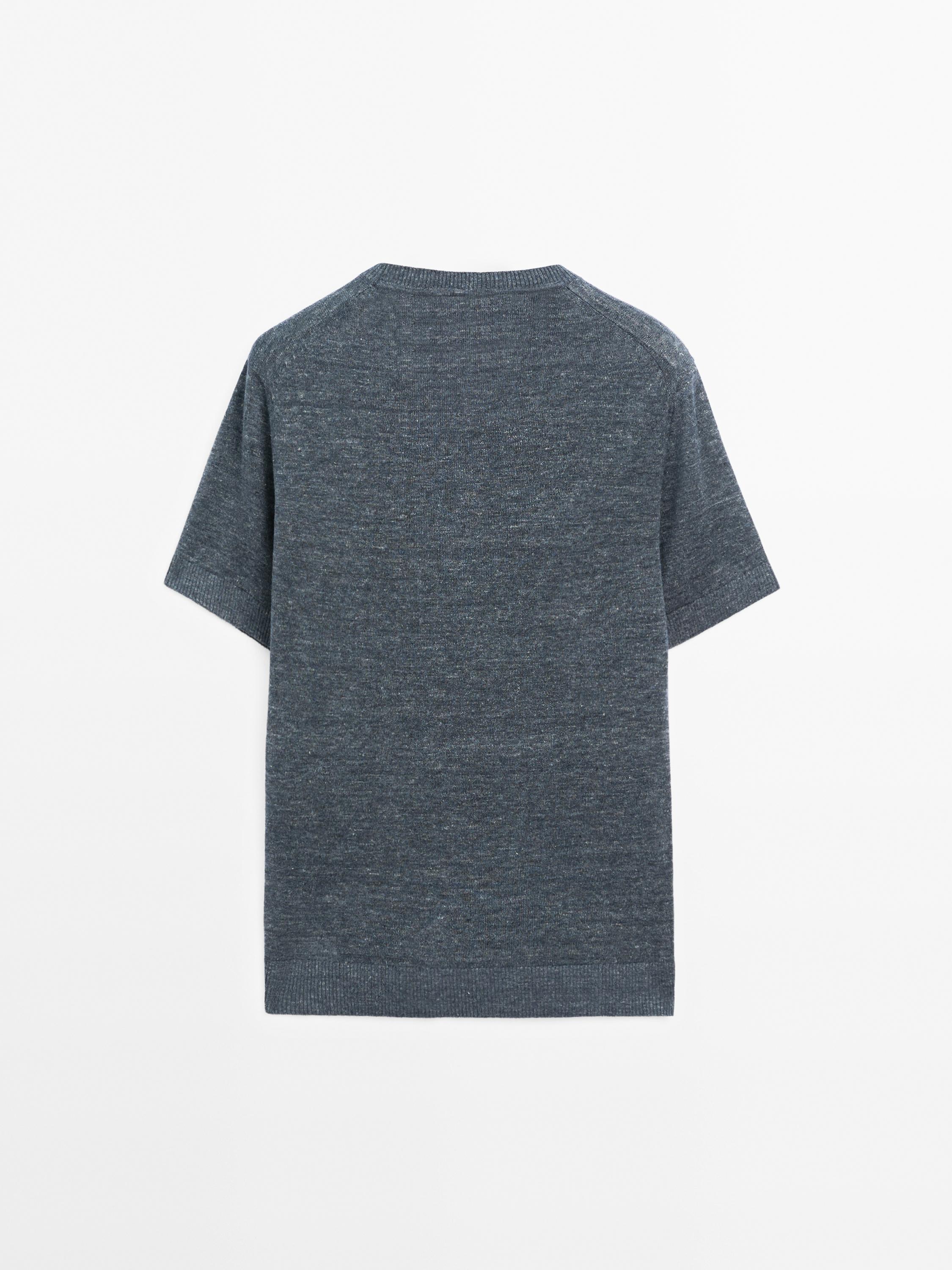 100% linen short sleeve knit sweater