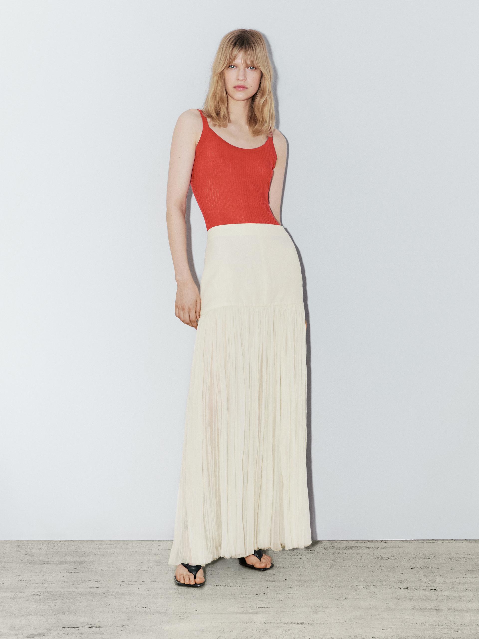 Massimo Dutti Cotton Blend Strappy Knit Bodysuit In Multi