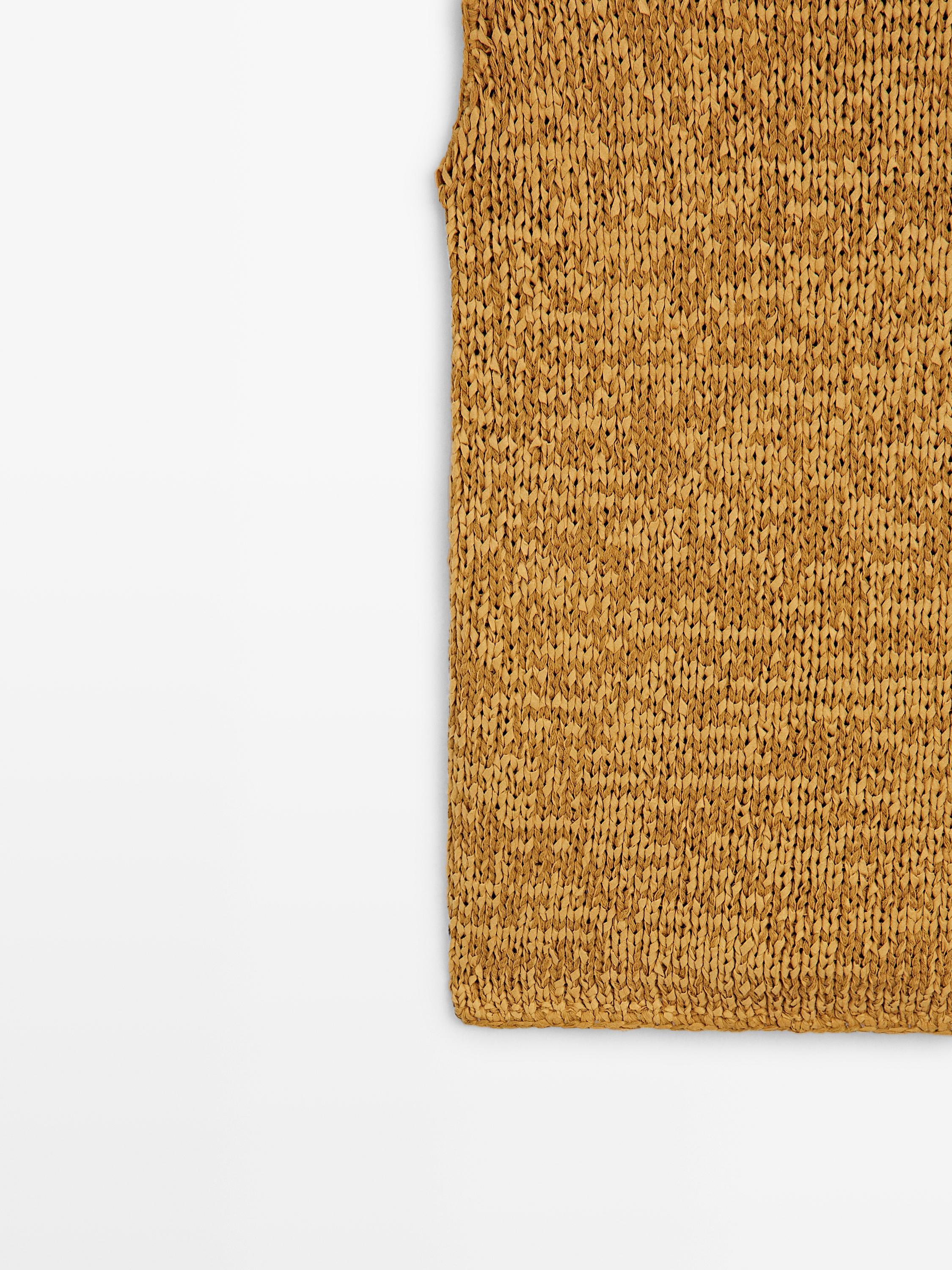 Cotton blend knit top — Curry