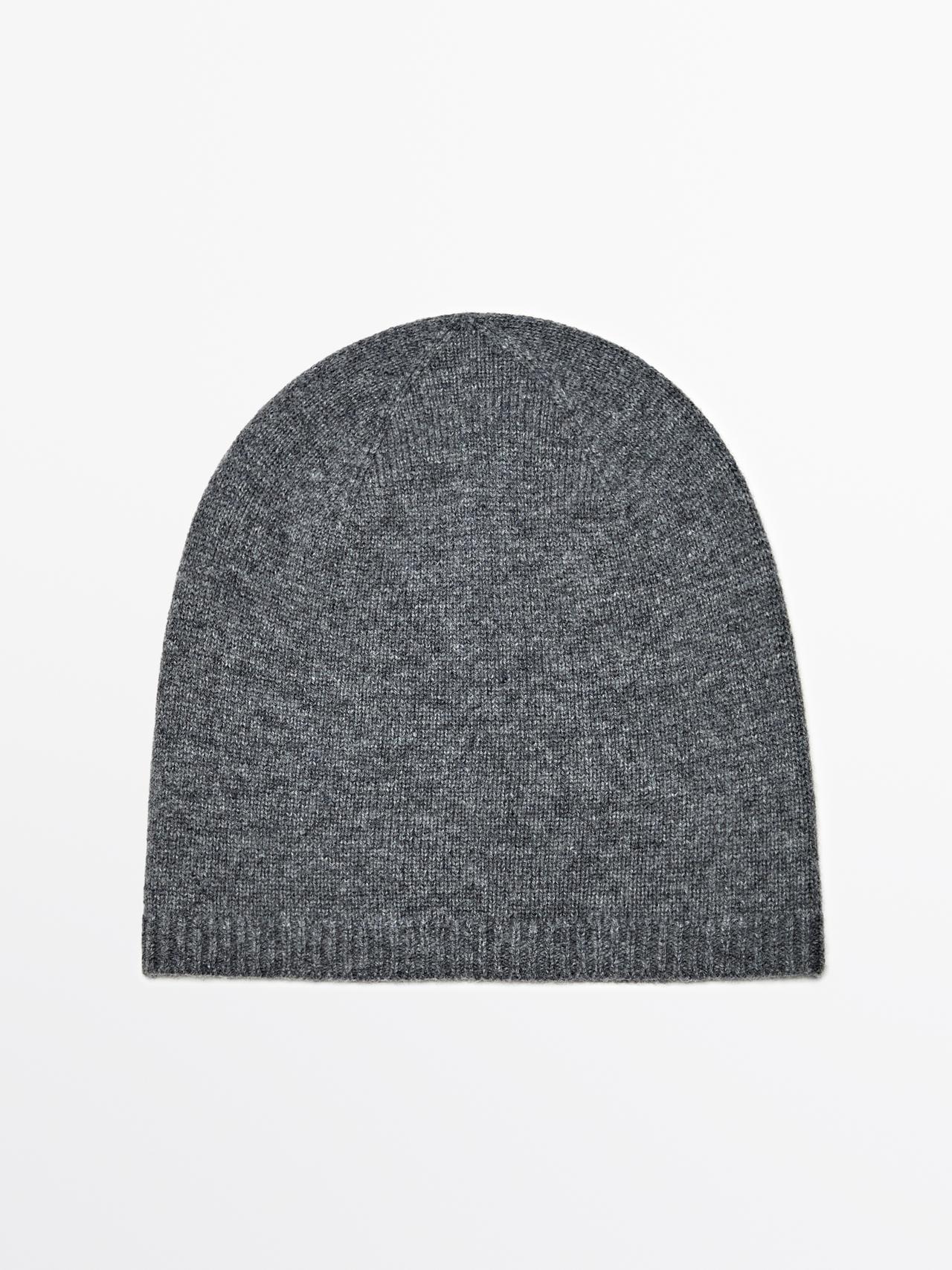 Massimo Dutti - Dames - Fijne Tricot Beanie - Grijs - 01
