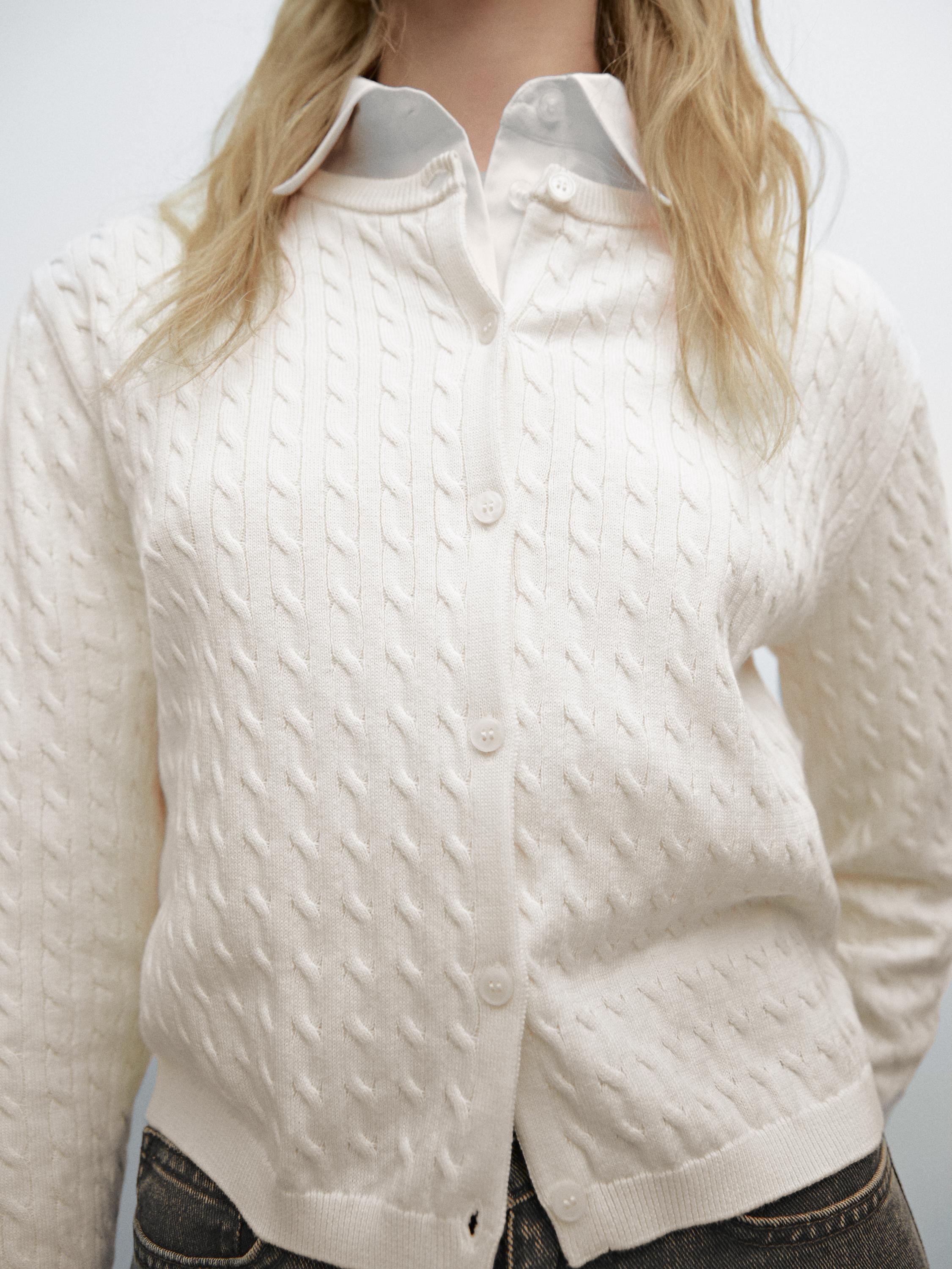 100% cotton cable-knit cardigan