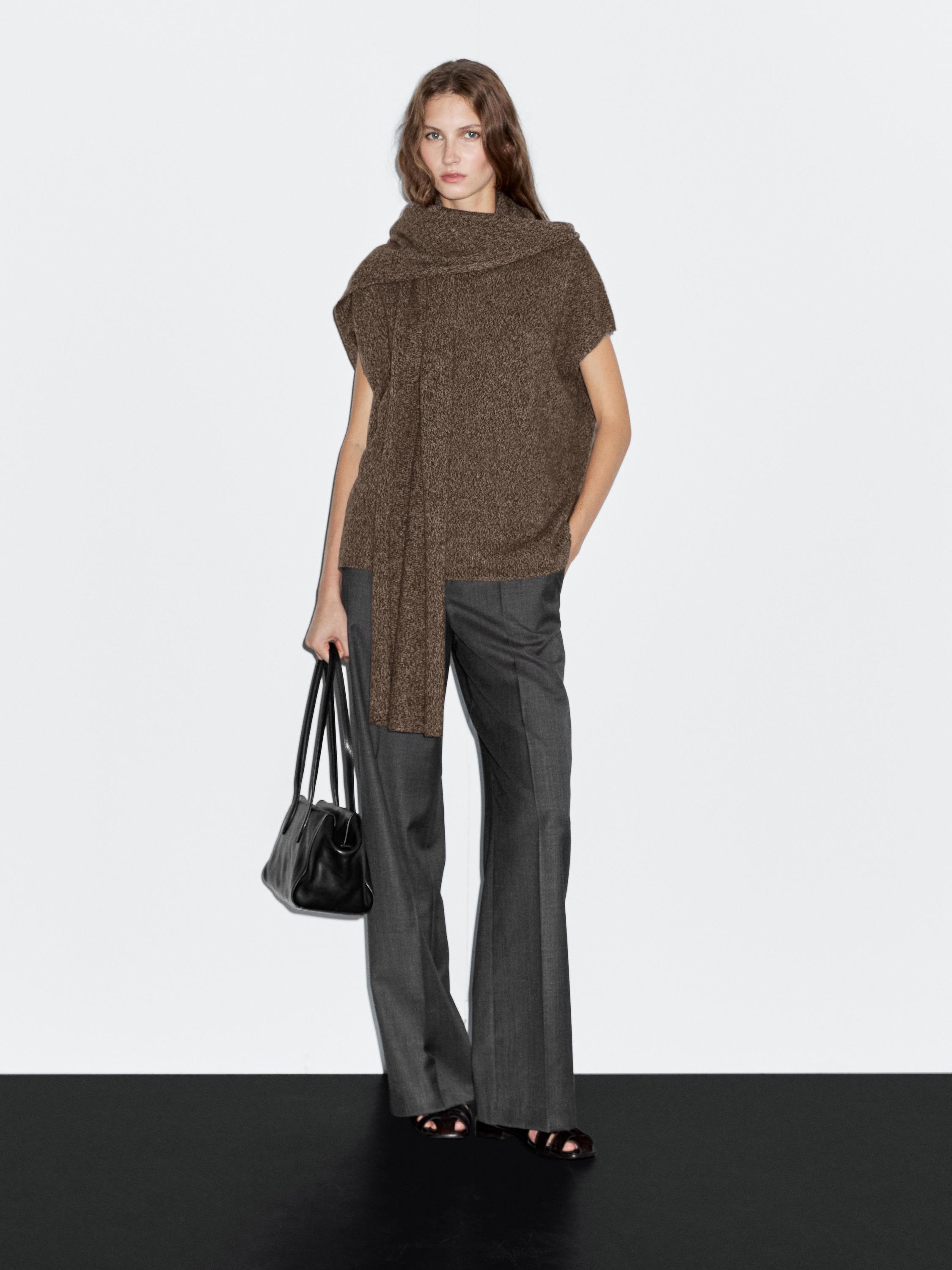 Wool vest with scarf detail