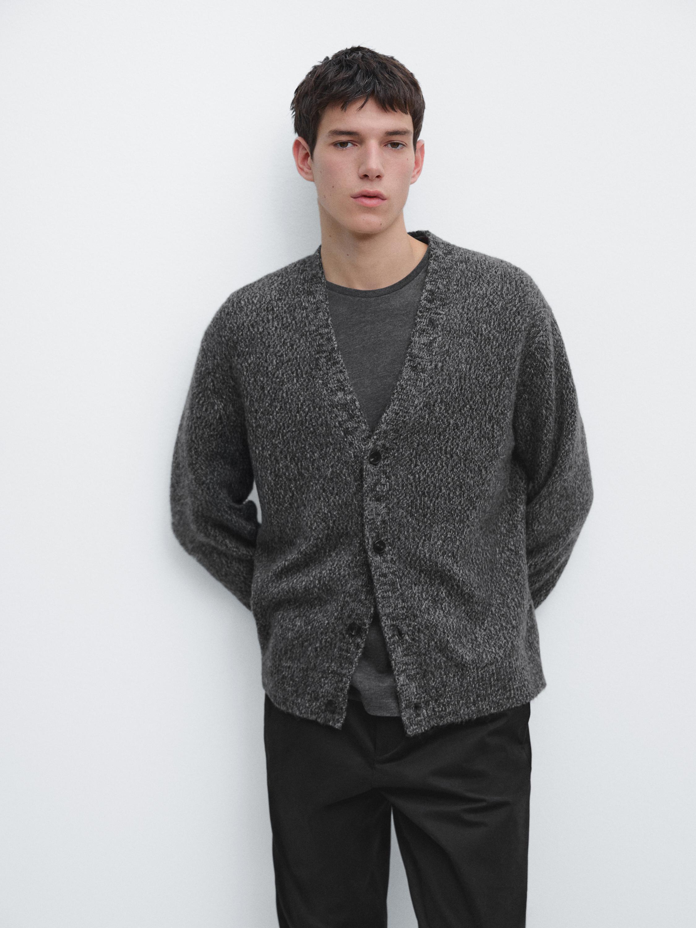 Wool blend knit cardigan