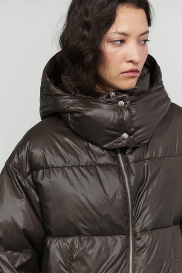 Down jacket with mitten detail — DARK MARL 8