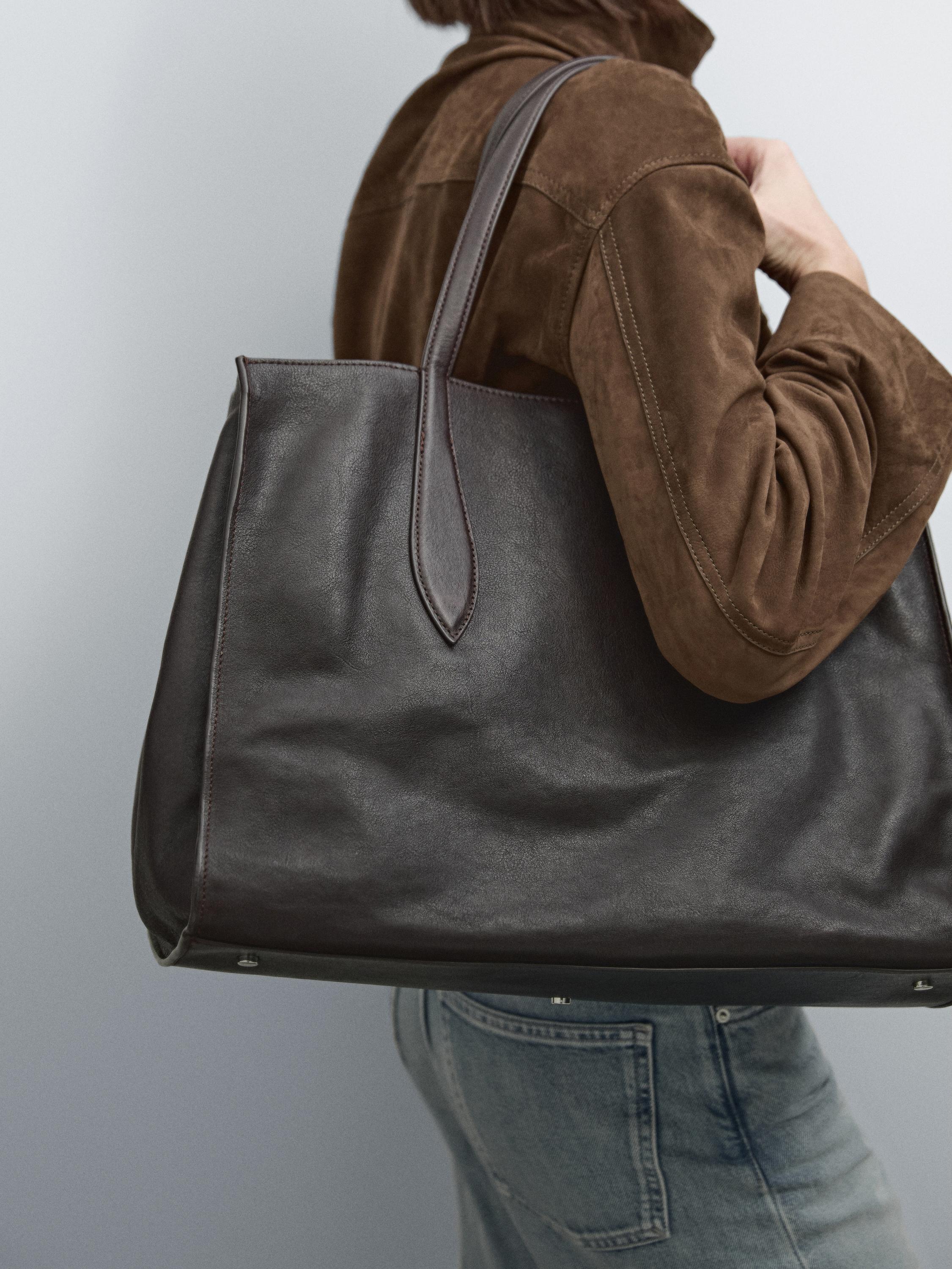Nappa leather maxi tote bag