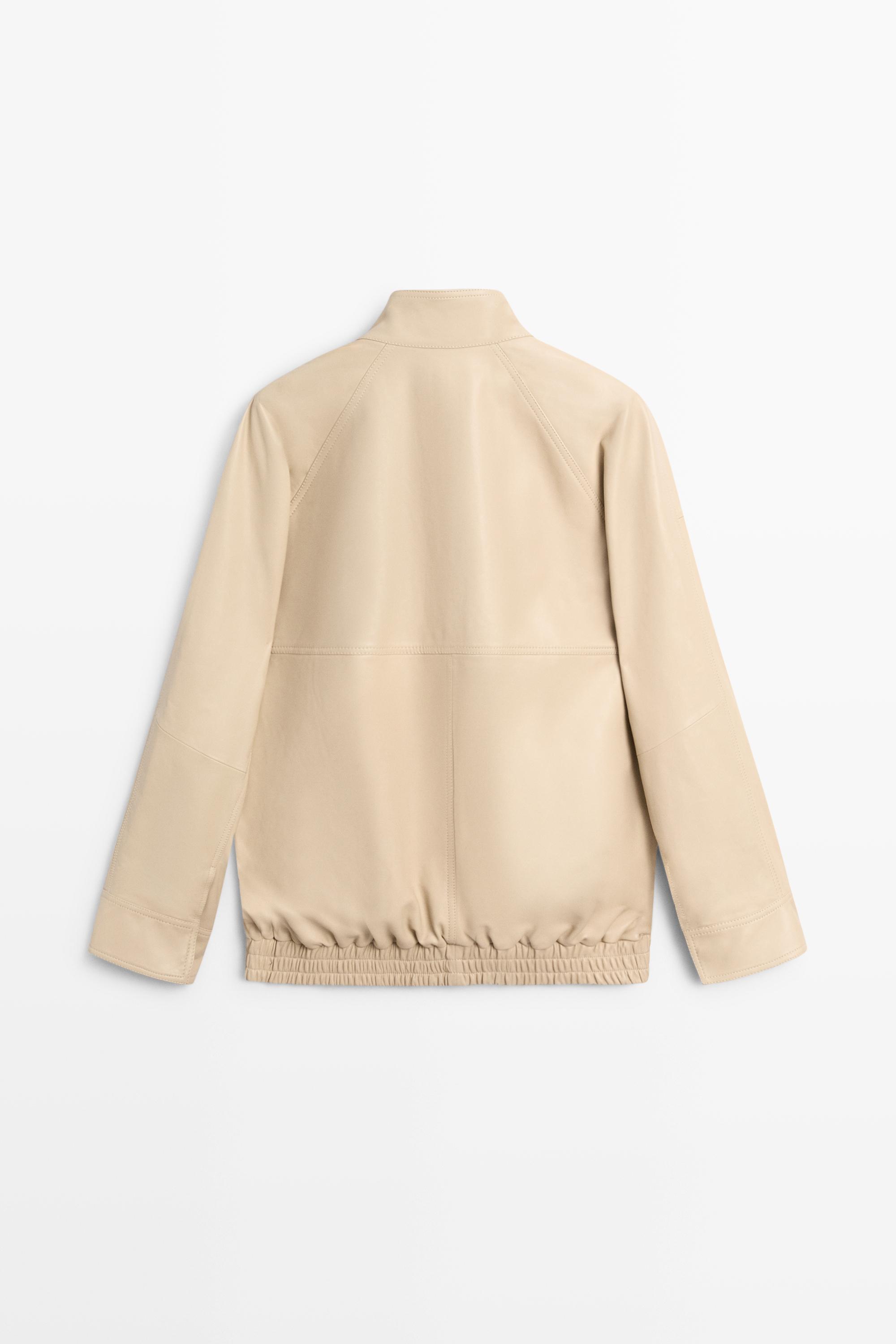 Elastic hem leather jacket — CREAM