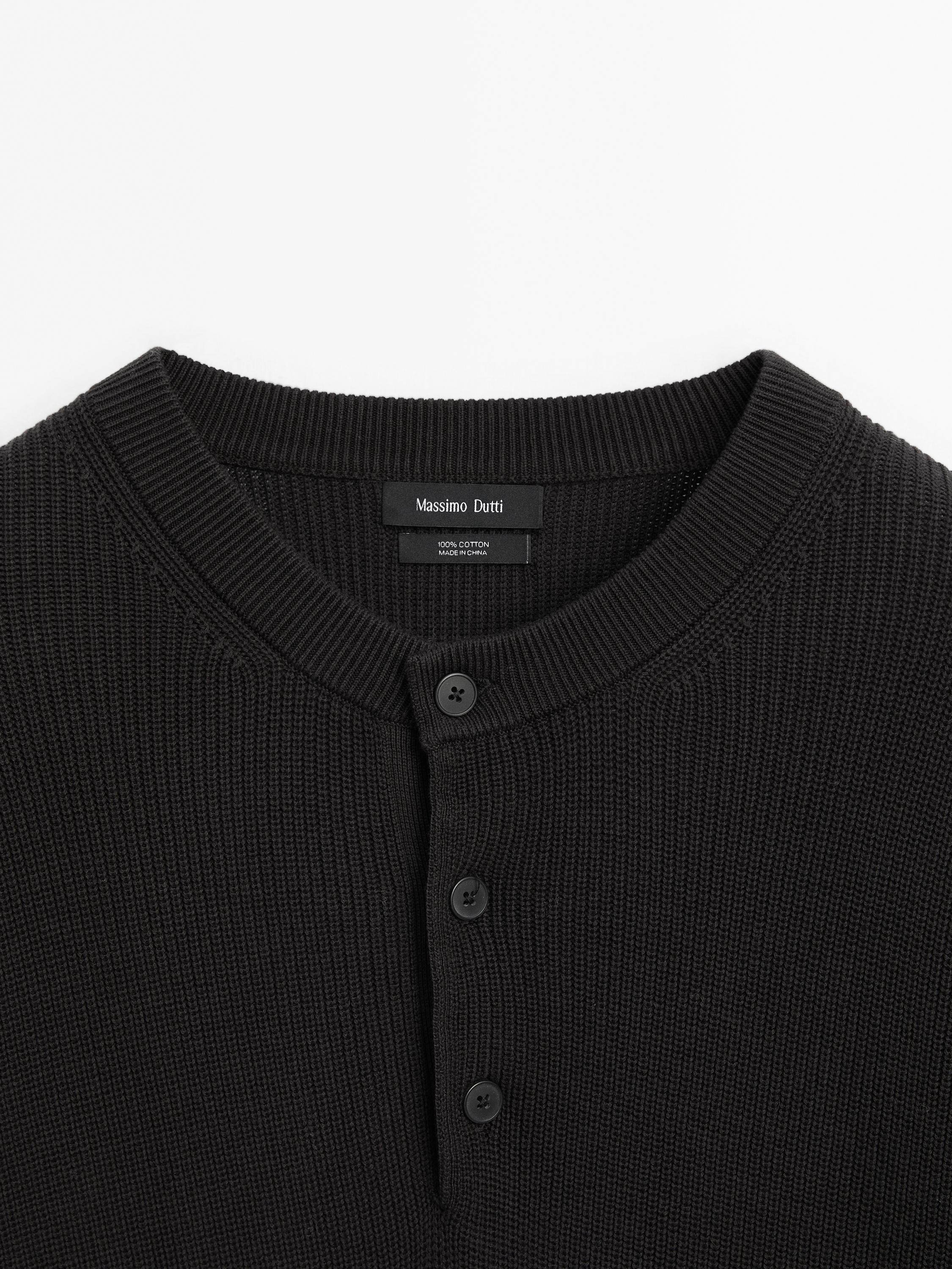 Jersey punto cuello botones algodón