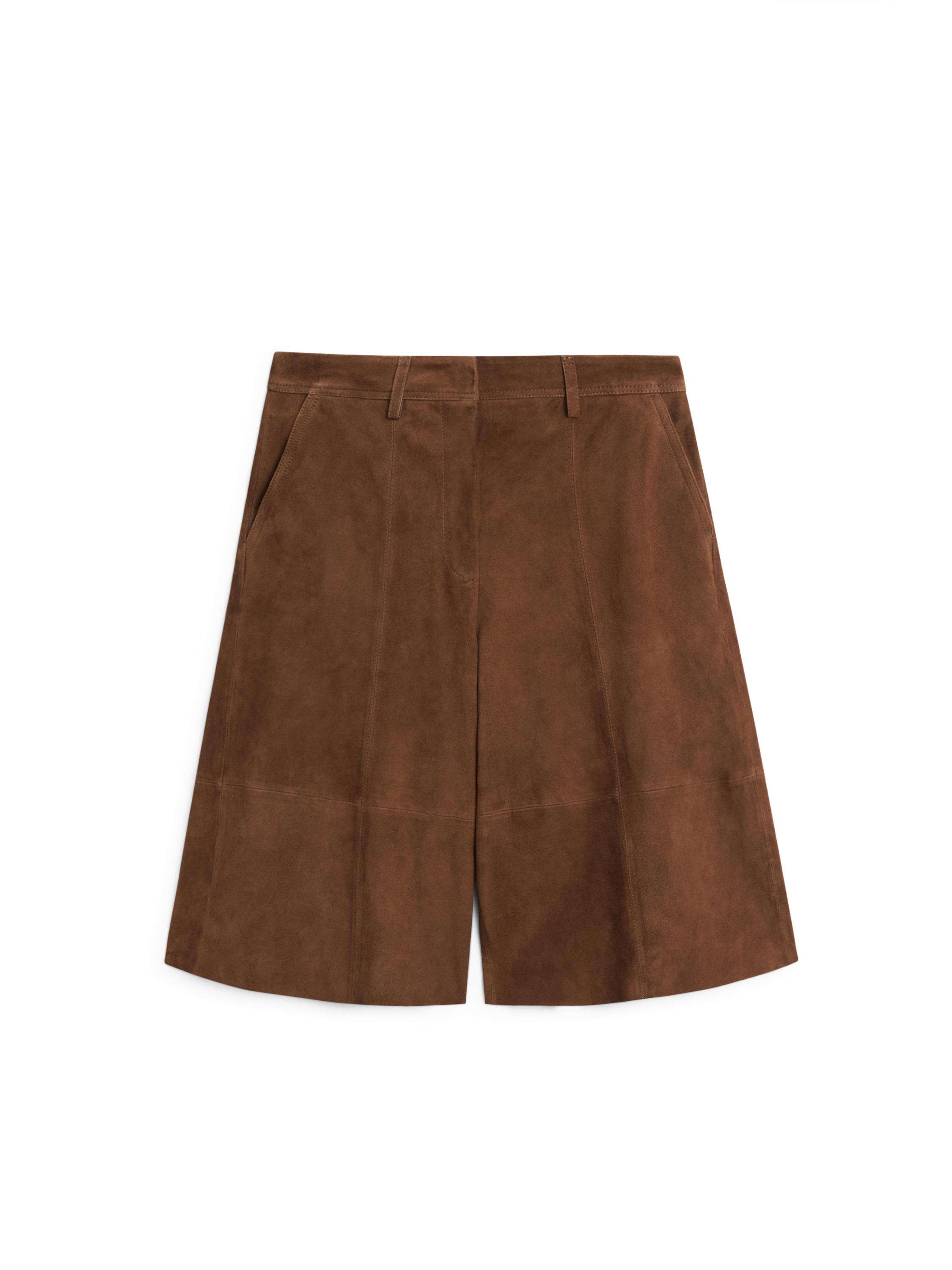 Uzun süet deri bermuda şort