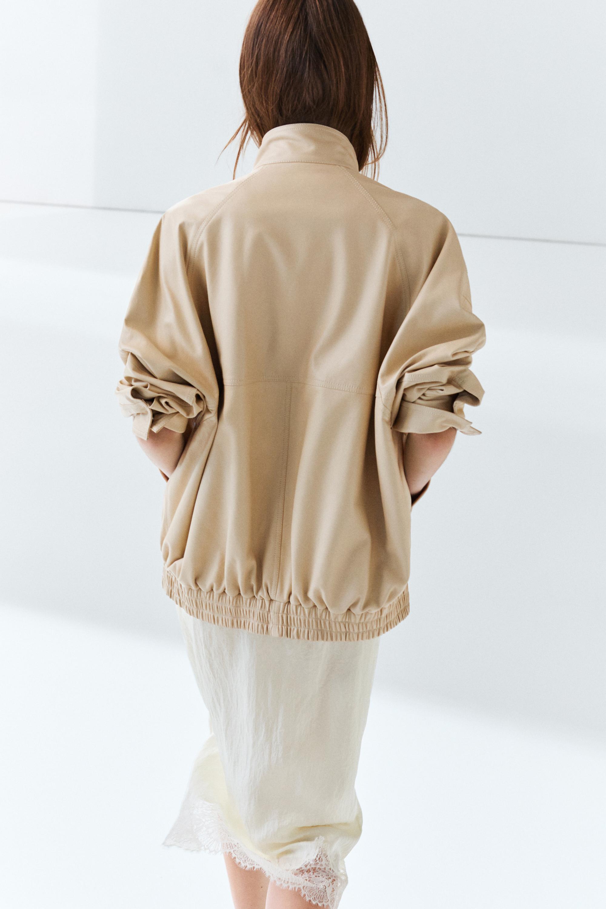 Elastic hem leather jacket — CREAM