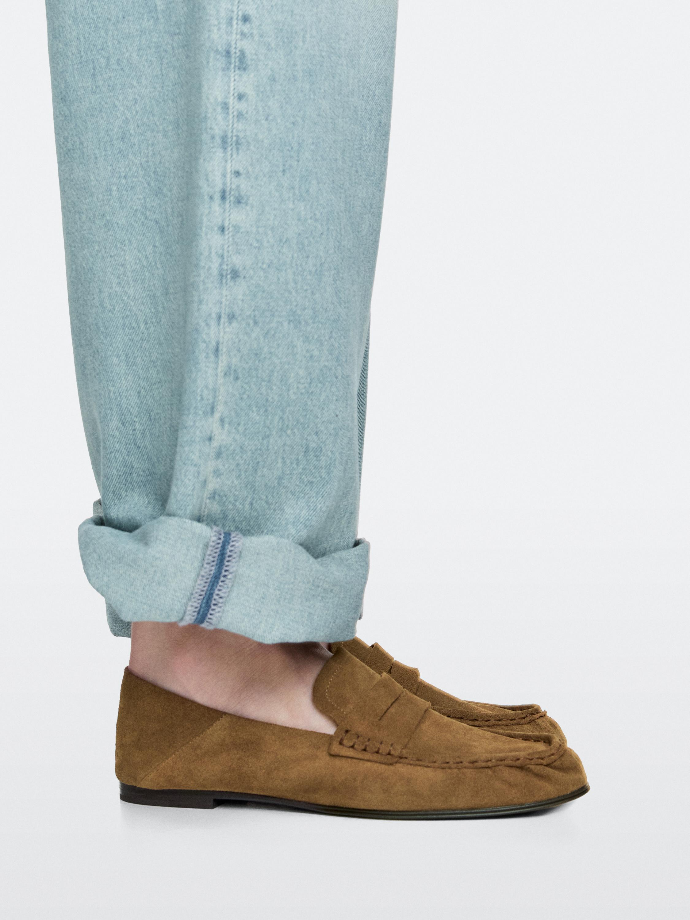 Soft split leather loafers