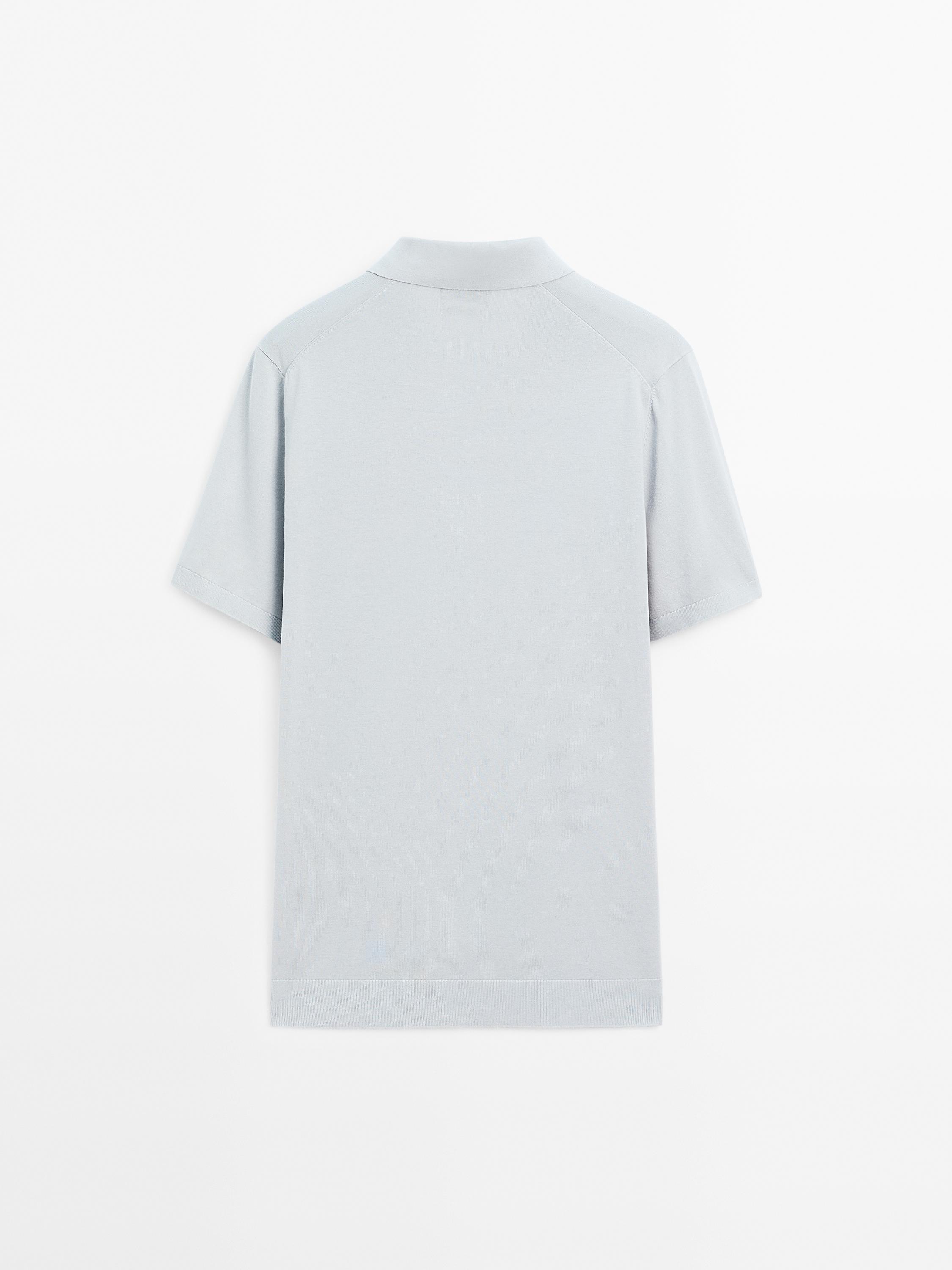 Short sleeve cotton knit polo shirt