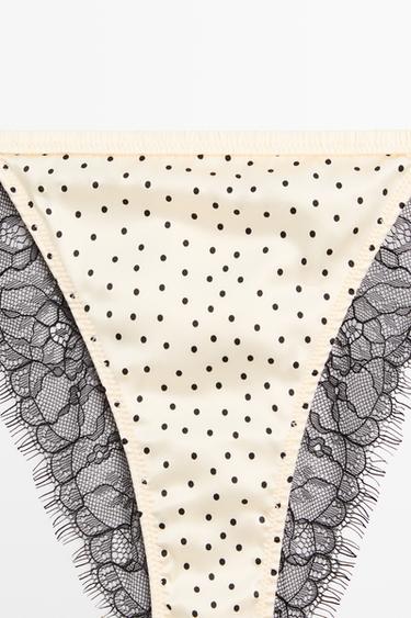 Polka dot briefs with lace detail — CREAM 8